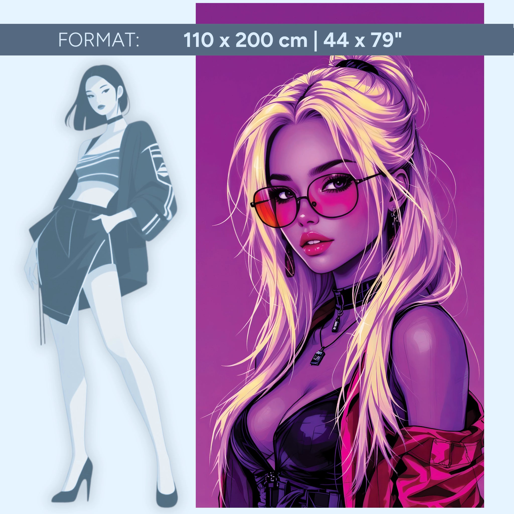 Neon Muse – Pop-Art Cyberpunk Girl in Pink & Violett | Acrylglas Wandbild