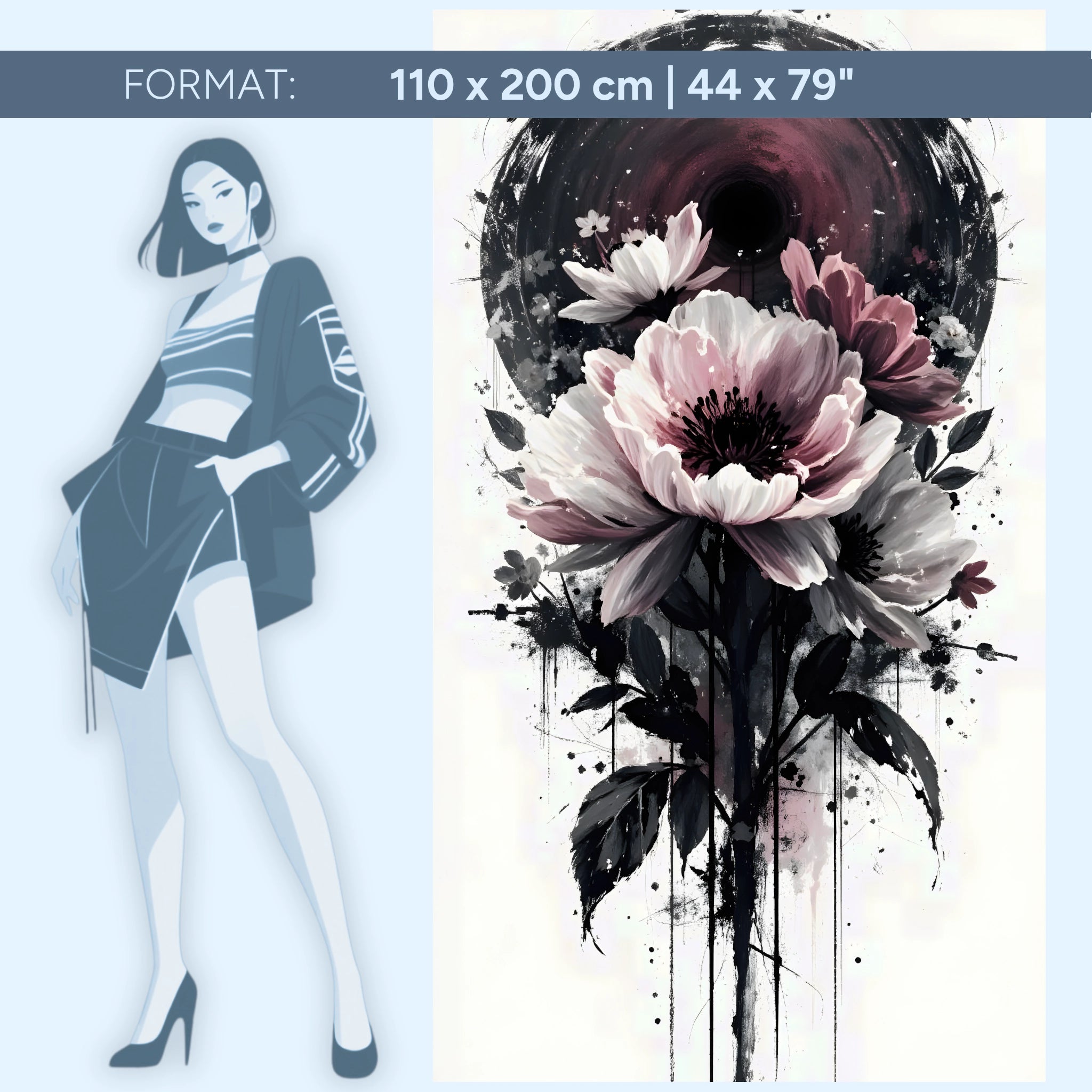 Nocturne Bloom – Dark Blossoms in a Circle of Silence | Acrylic Glass Wall Art by ZenSaku Studio