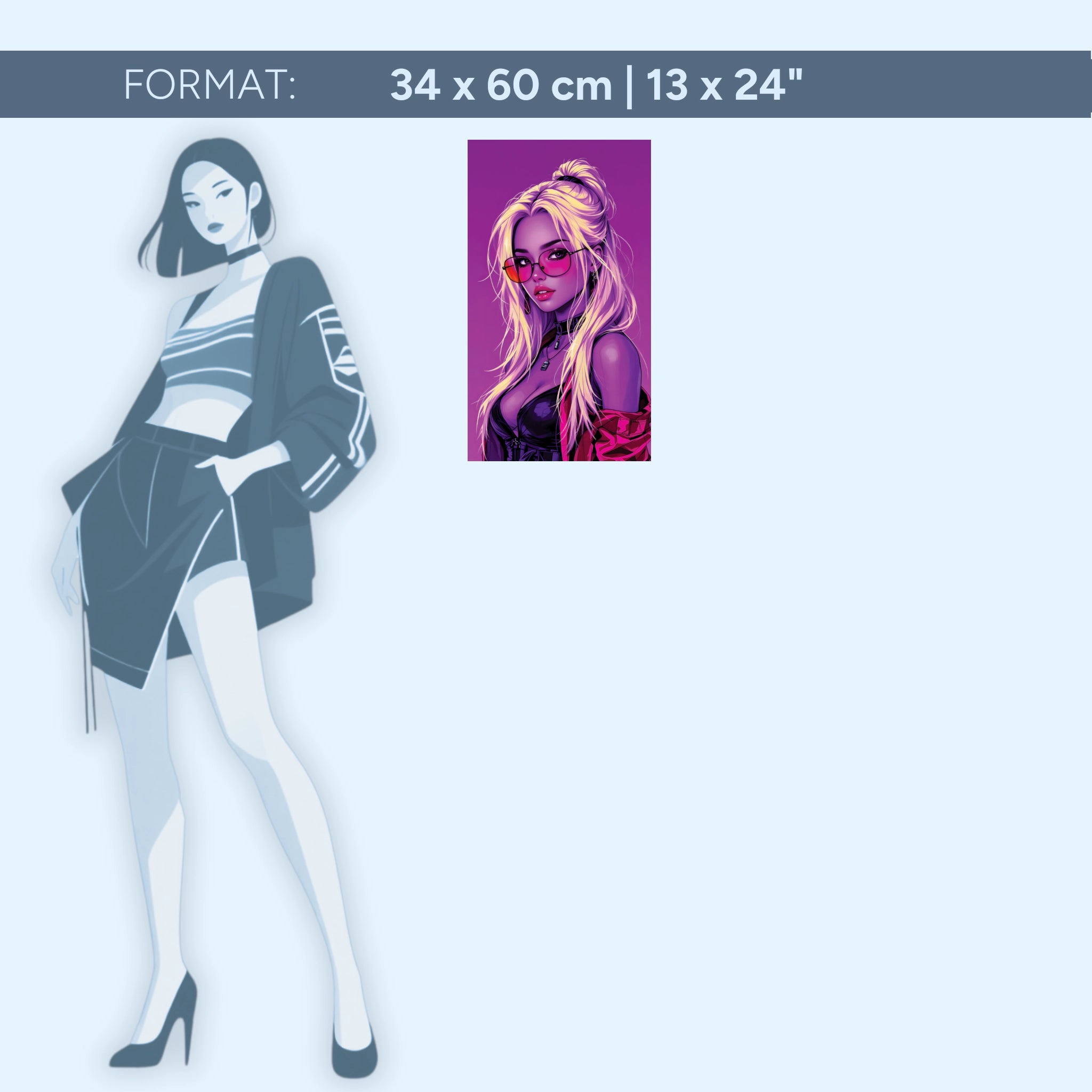 Neon Muse – Pop-Art Cyberpunk Girl in Pink & Violett | Acrylglas Wandbild