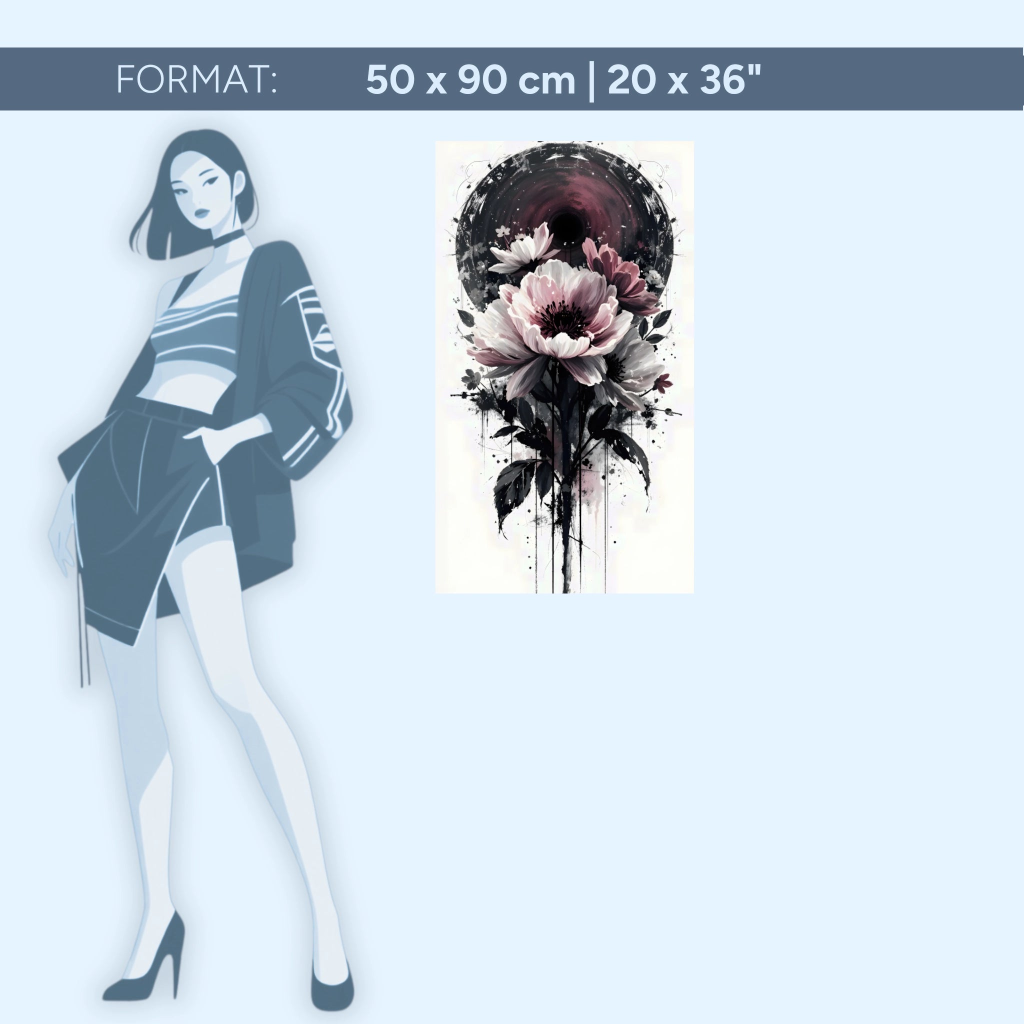 Nocturne Bloom – Dark Blossoms in a Circle of Silence | Acrylic Glass Wall Art by ZenSaku Studio