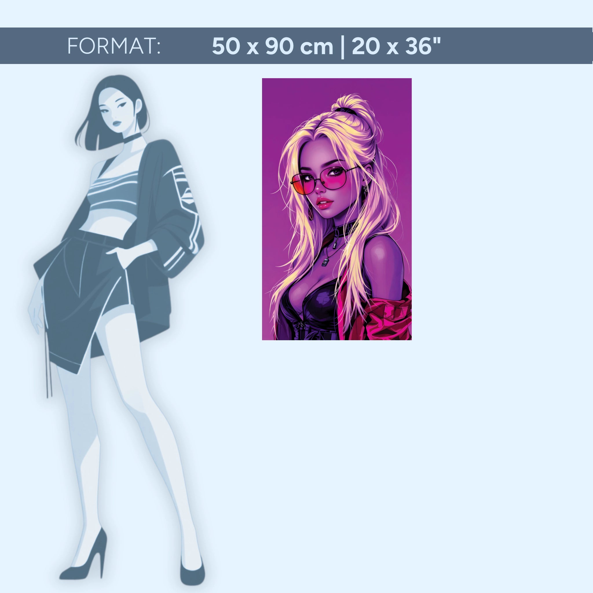 Neon Muse – Pop-Art Cyberpunk Girl in Pink & Violett | Acrylglas Wandbild