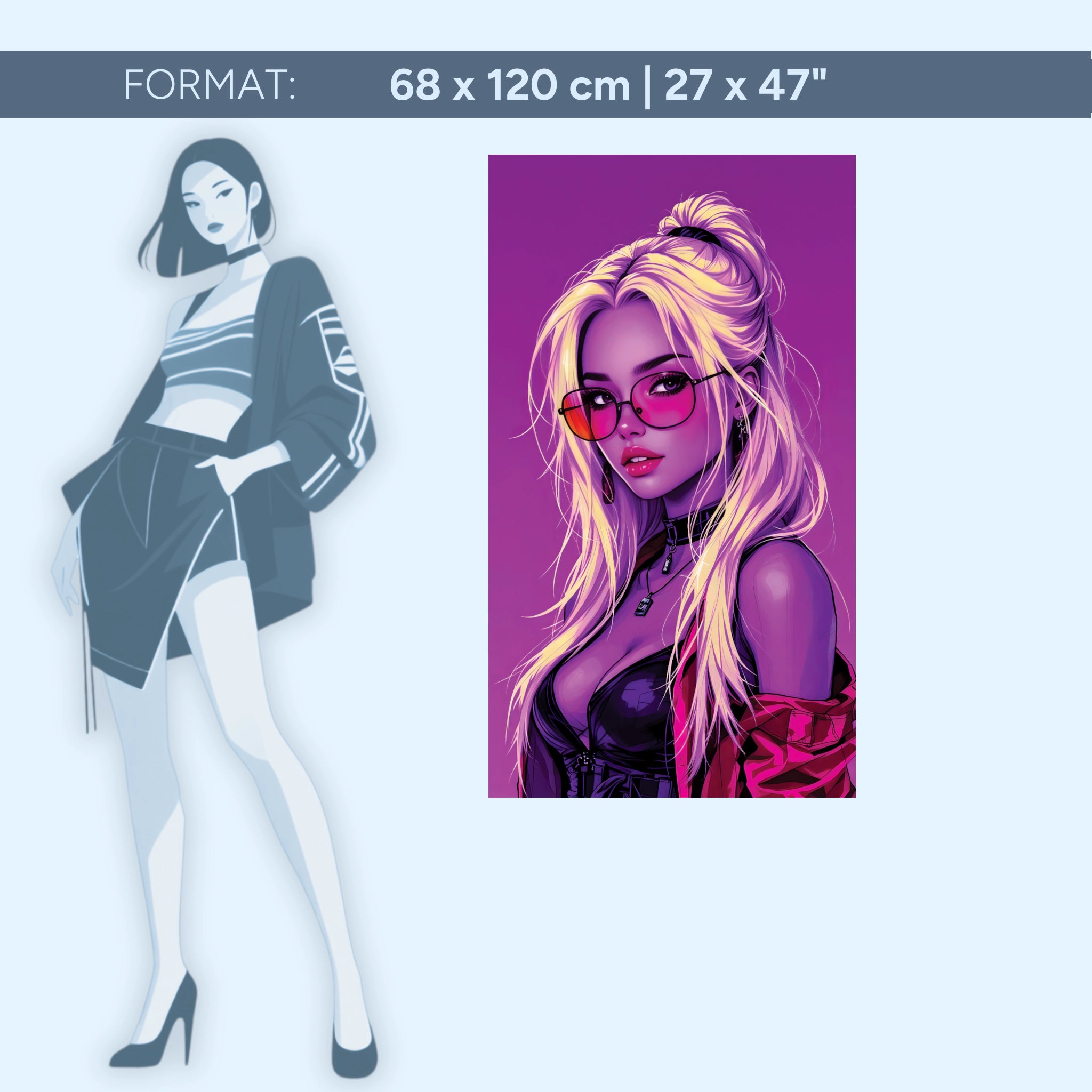Neon Muse – Pop-Art Cyberpunk Girl in Pink & Violett | Acrylglas Wandbild
