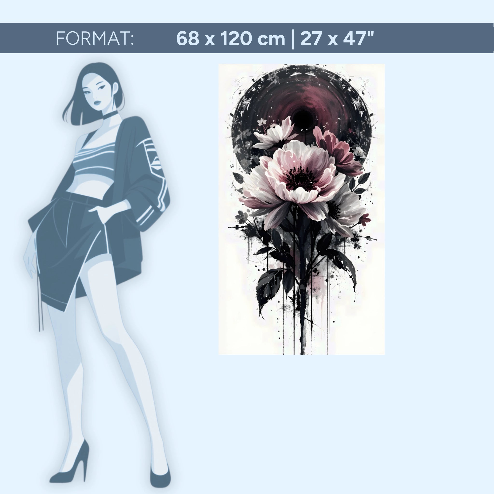 Nocturne Bloom – Dark Blossoms in a Circle of Silence | Acrylic Glass Wall Art by ZenSaku Studio