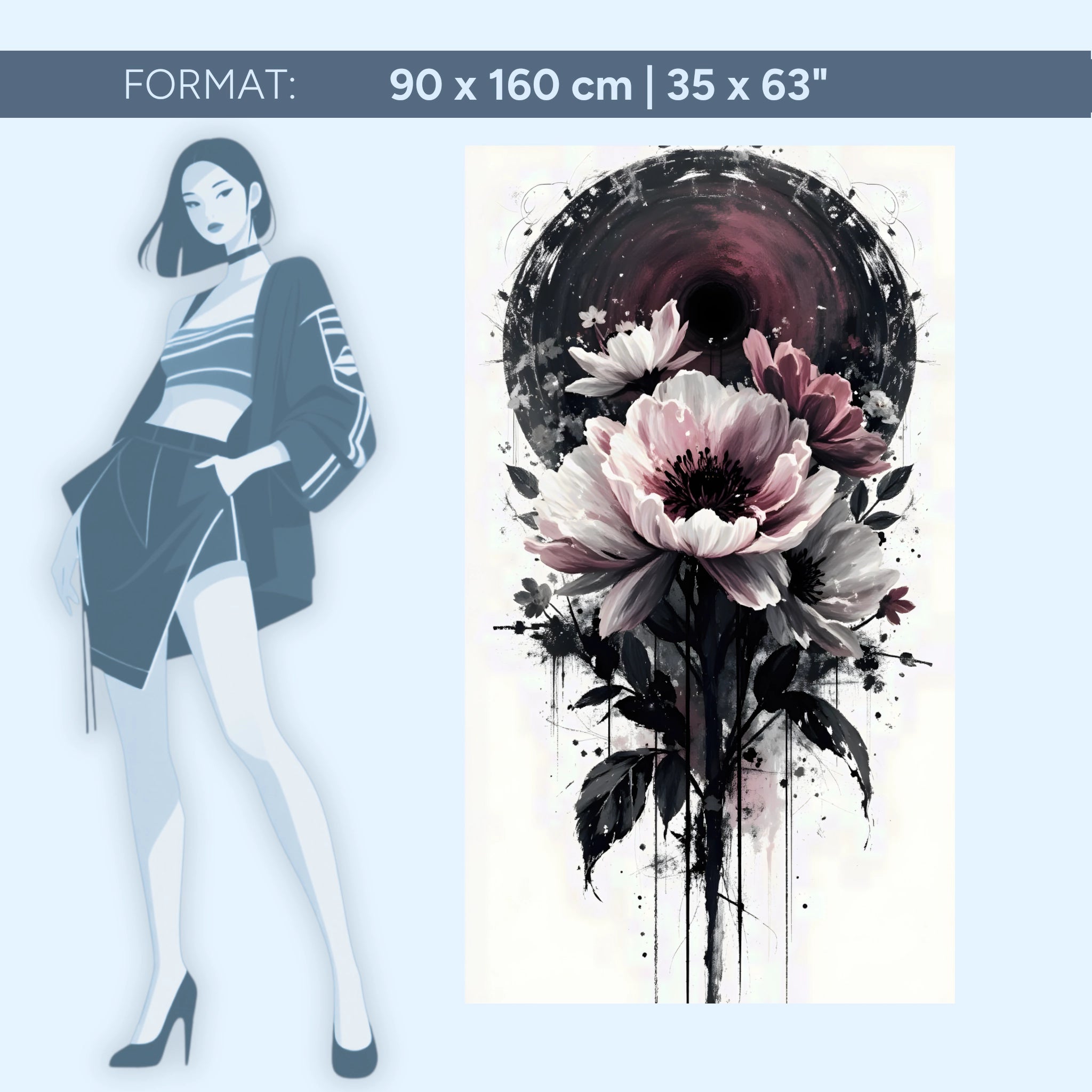 Nocturne Bloom – Dark Blossoms in a Circle of Silence | Acrylic Glass Wall Art by ZenSaku Studio