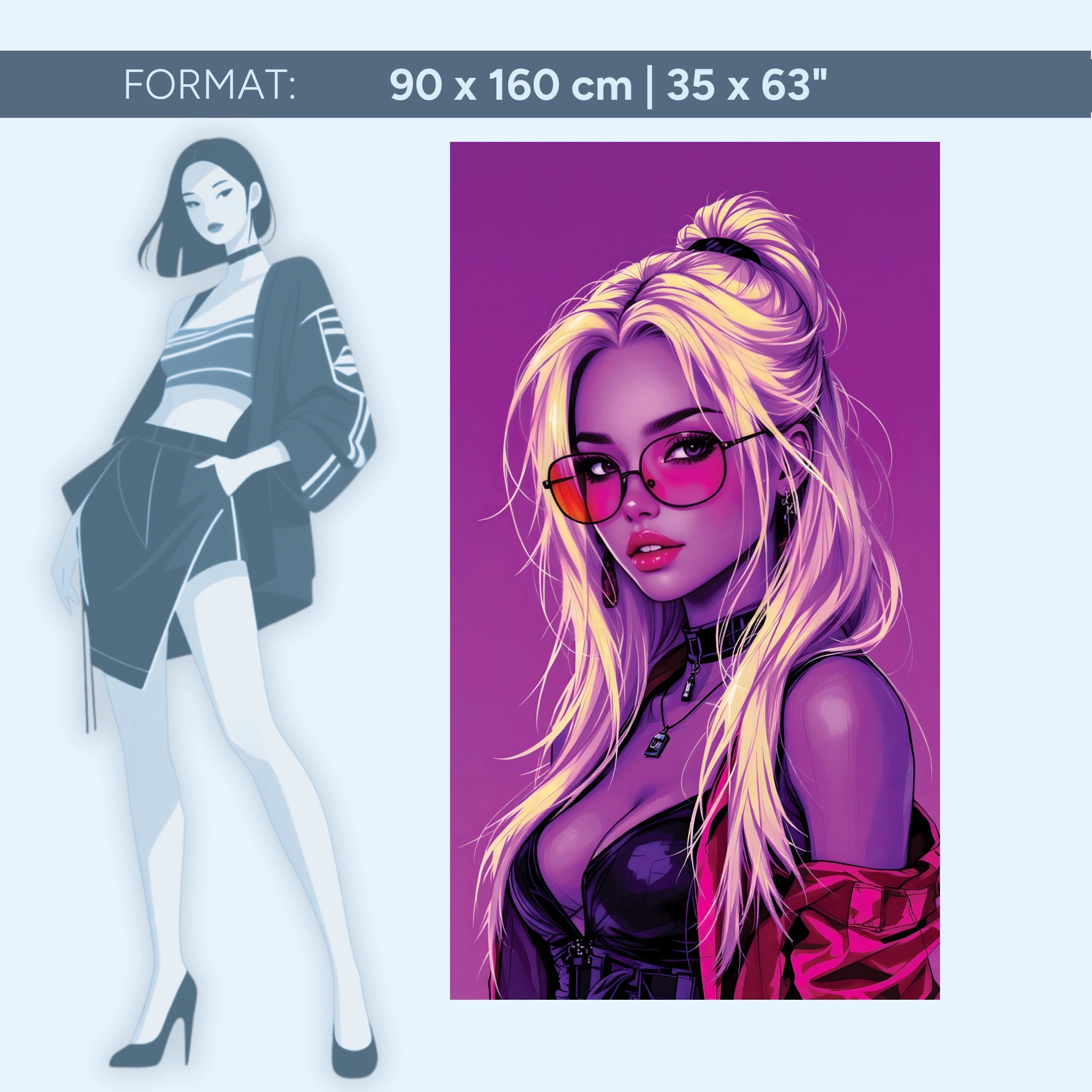 Neon Muse – Pop-Art Cyberpunk Girl in Pink & Violett | Acrylglas Wandbild