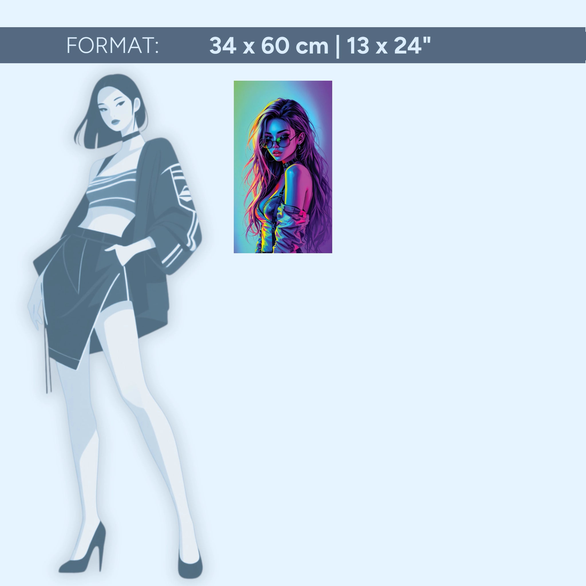 Neon Muse – Cyberpunk Girl im Neonlicht | Acrylglas Wandbild in leuchtenden Farben