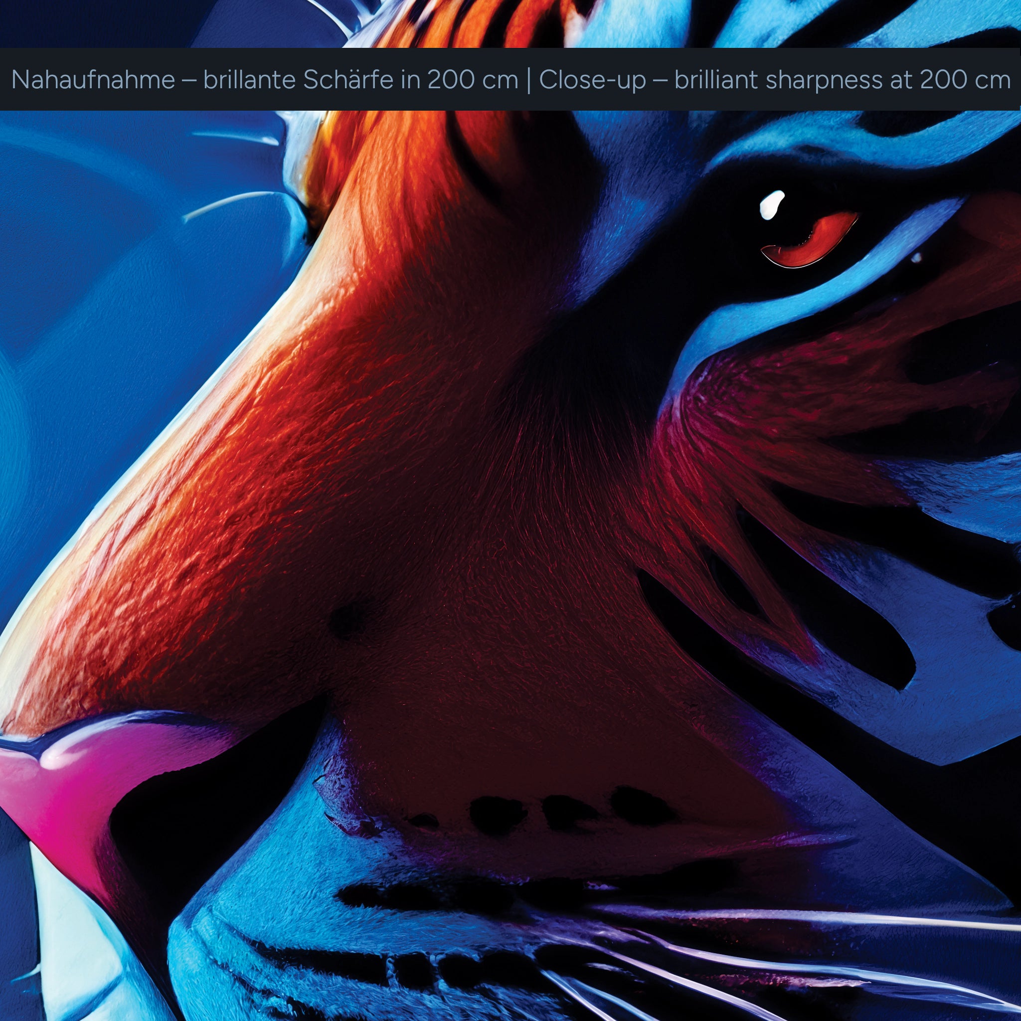 Neon tiger with headphones – acrylic glass wall art for music lovers & modern living