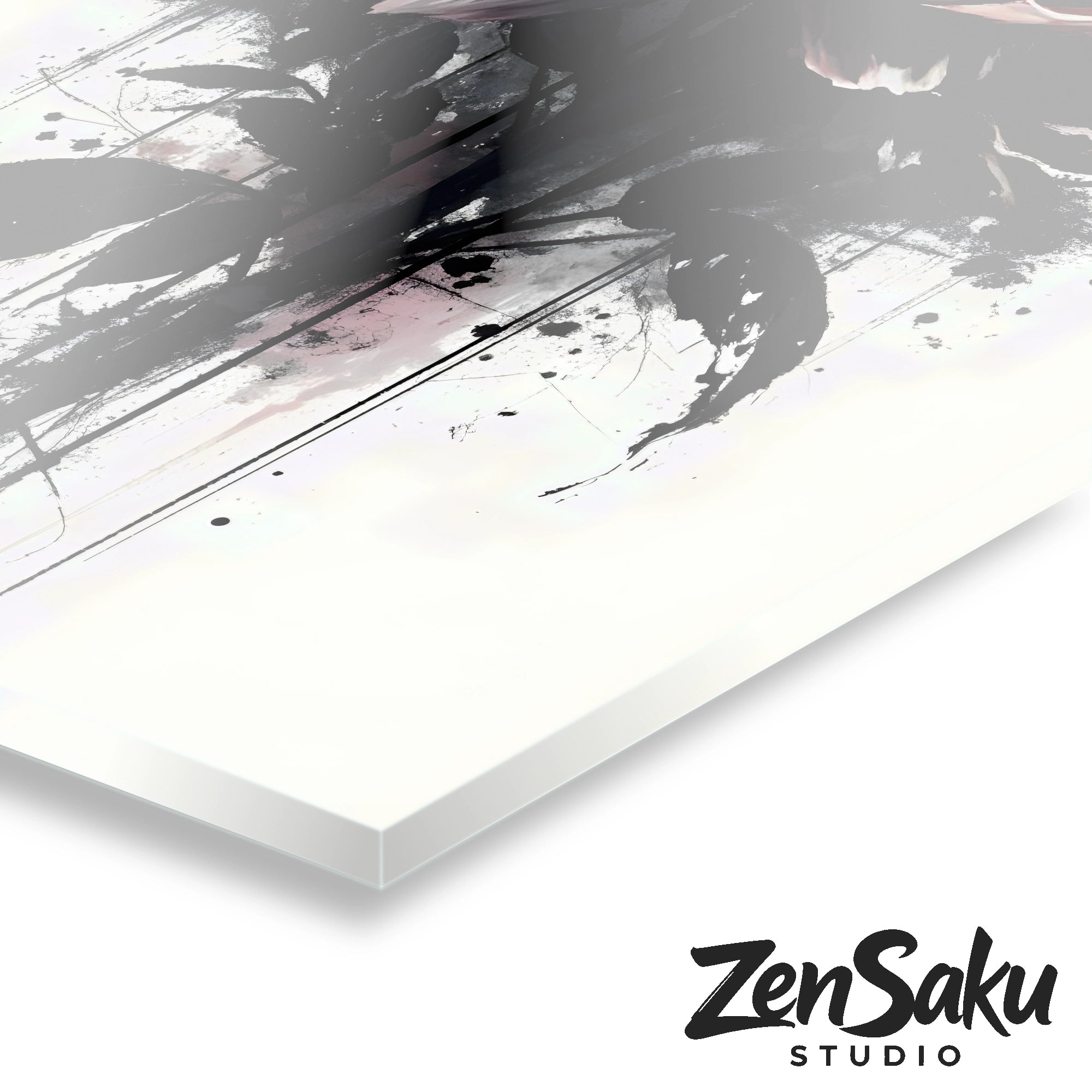 Nocturne Bloom – Dark Blossoms in a Circle of Silence | Acrylic Glass Wall Art by ZenSaku Studio