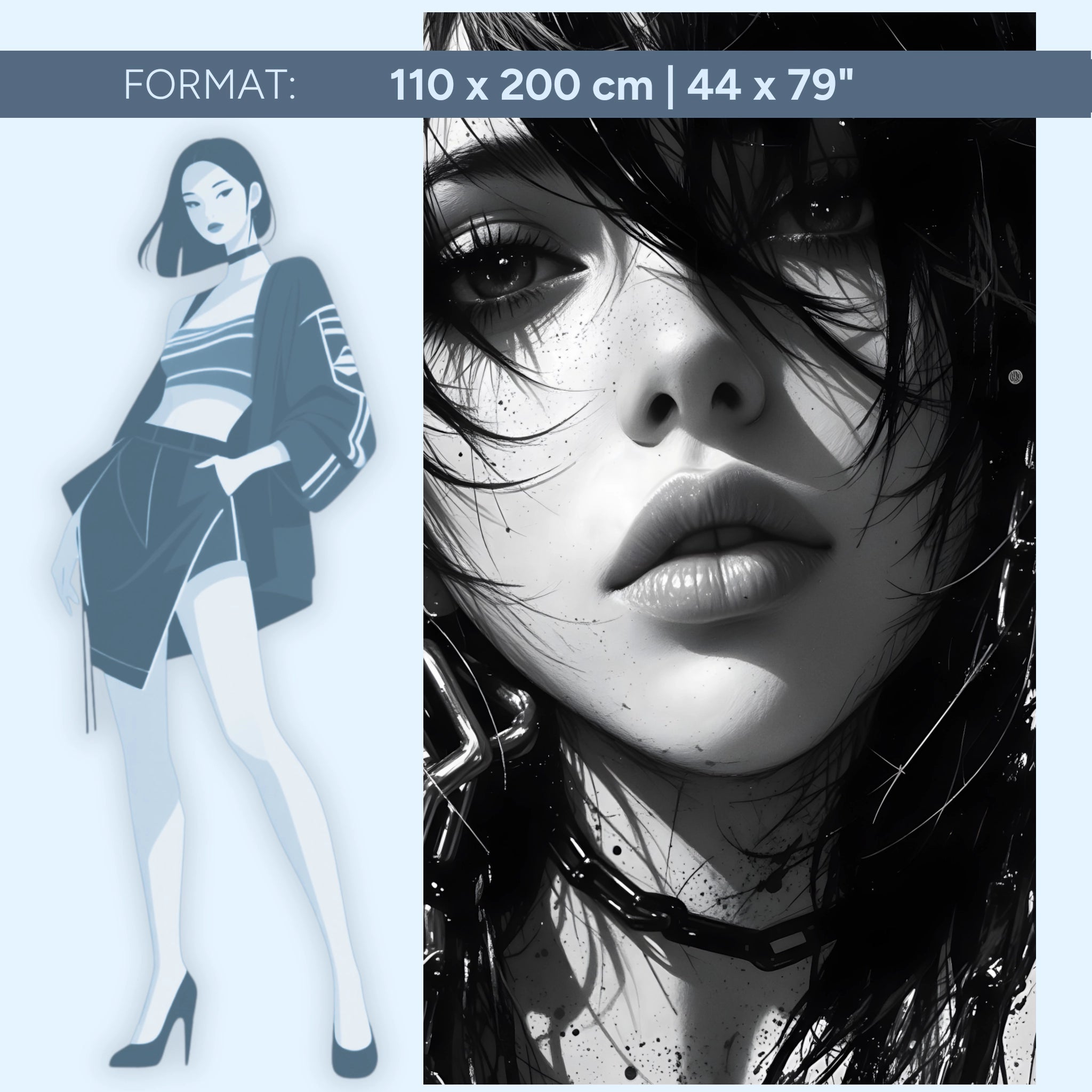 Schwarz Weiß Porträt – Gothic Ästhetik | Acrylglas Wandbild von ZenSaku Studio