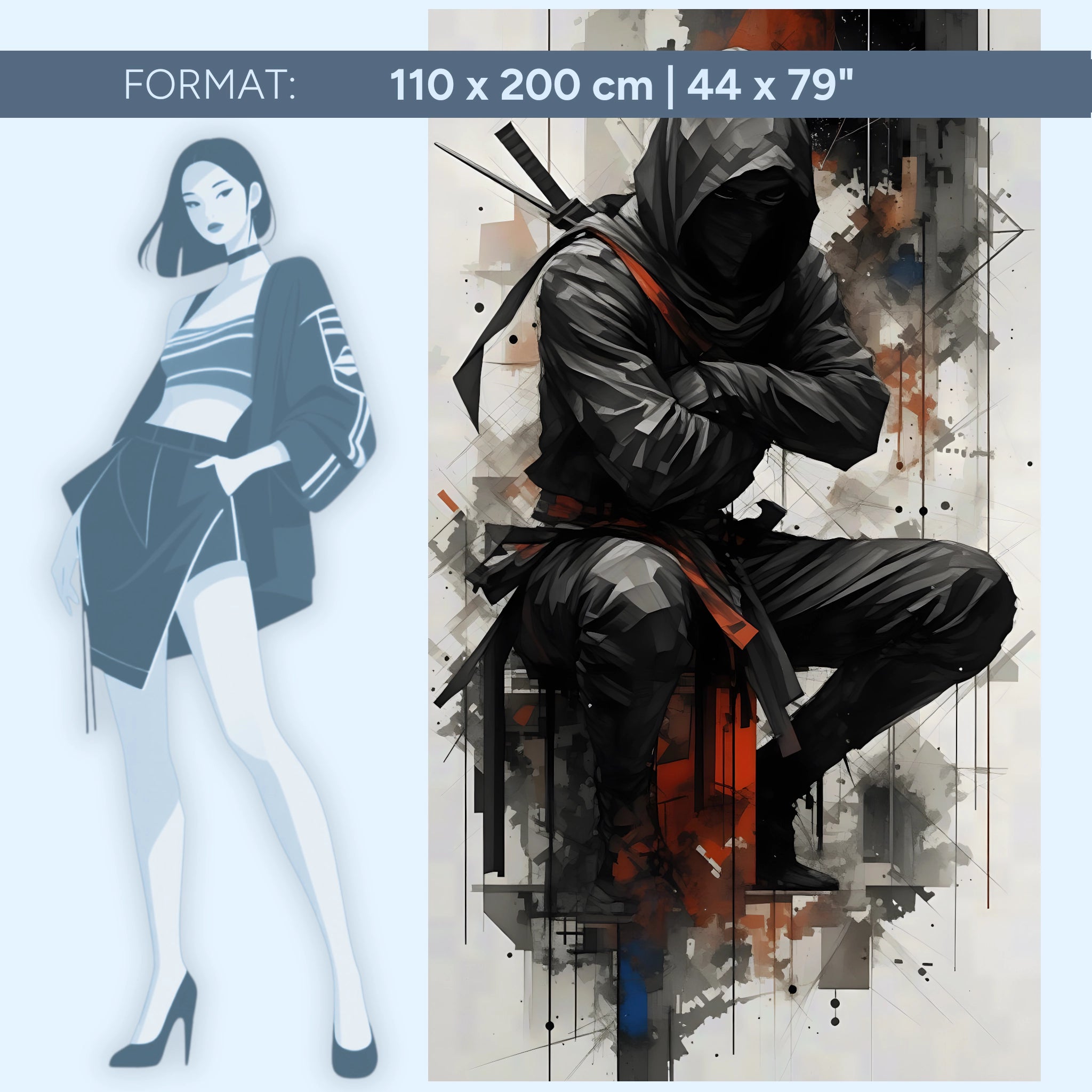 Schattenkrieger – Moderner Ninja | Acrylglas Wandbild von ZenSaku Studio