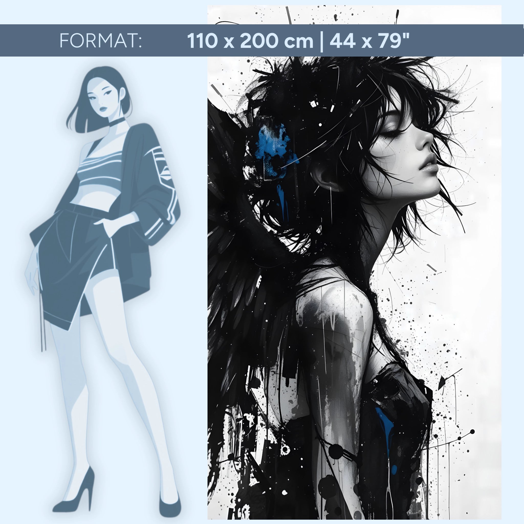 Schwarze Muse – Monochrome Stärke | Acrylglas Wandbild von ZenSaku Studio