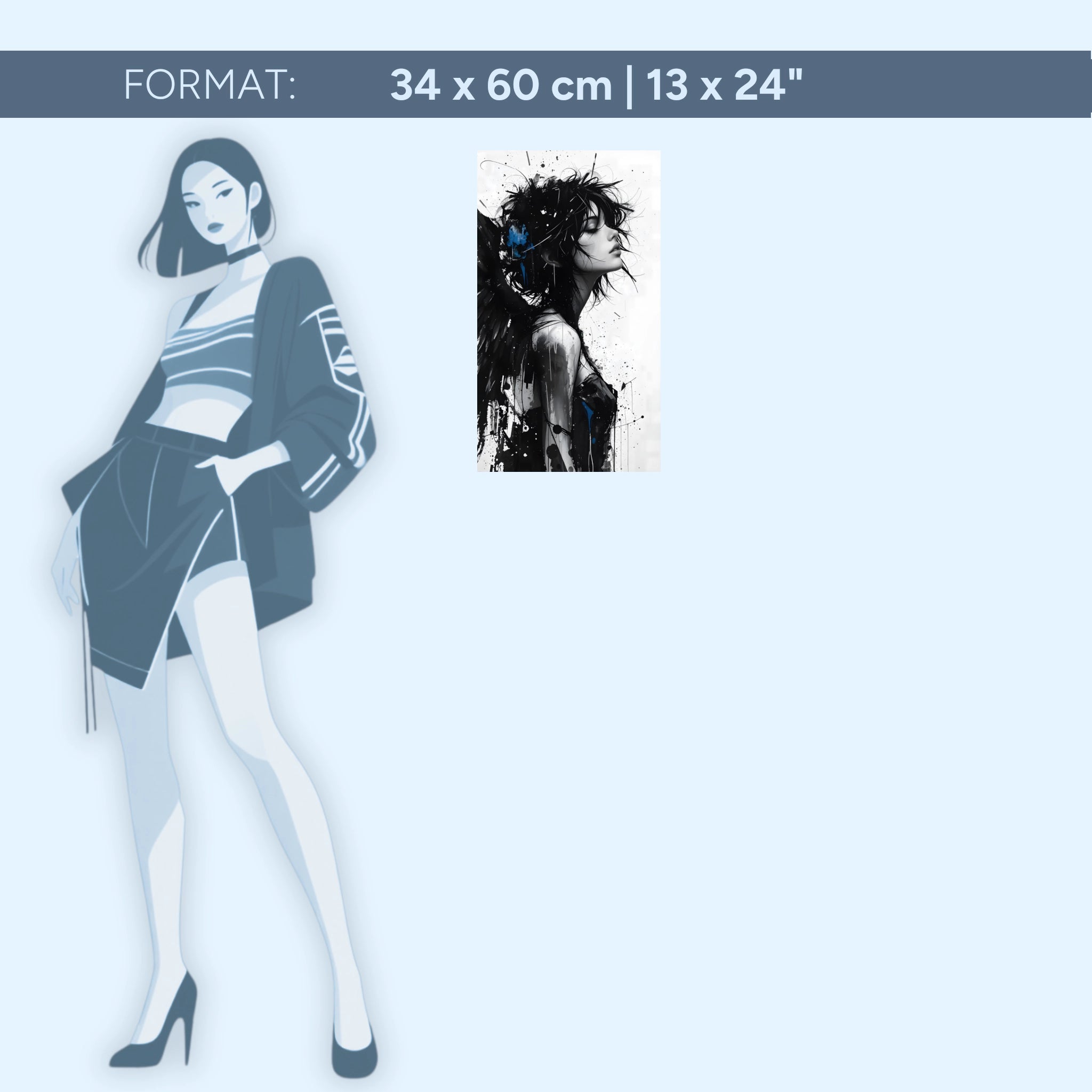 Schwarze Muse – Monochrome Stärke | Acrylglas Wandbild von ZenSaku Studio