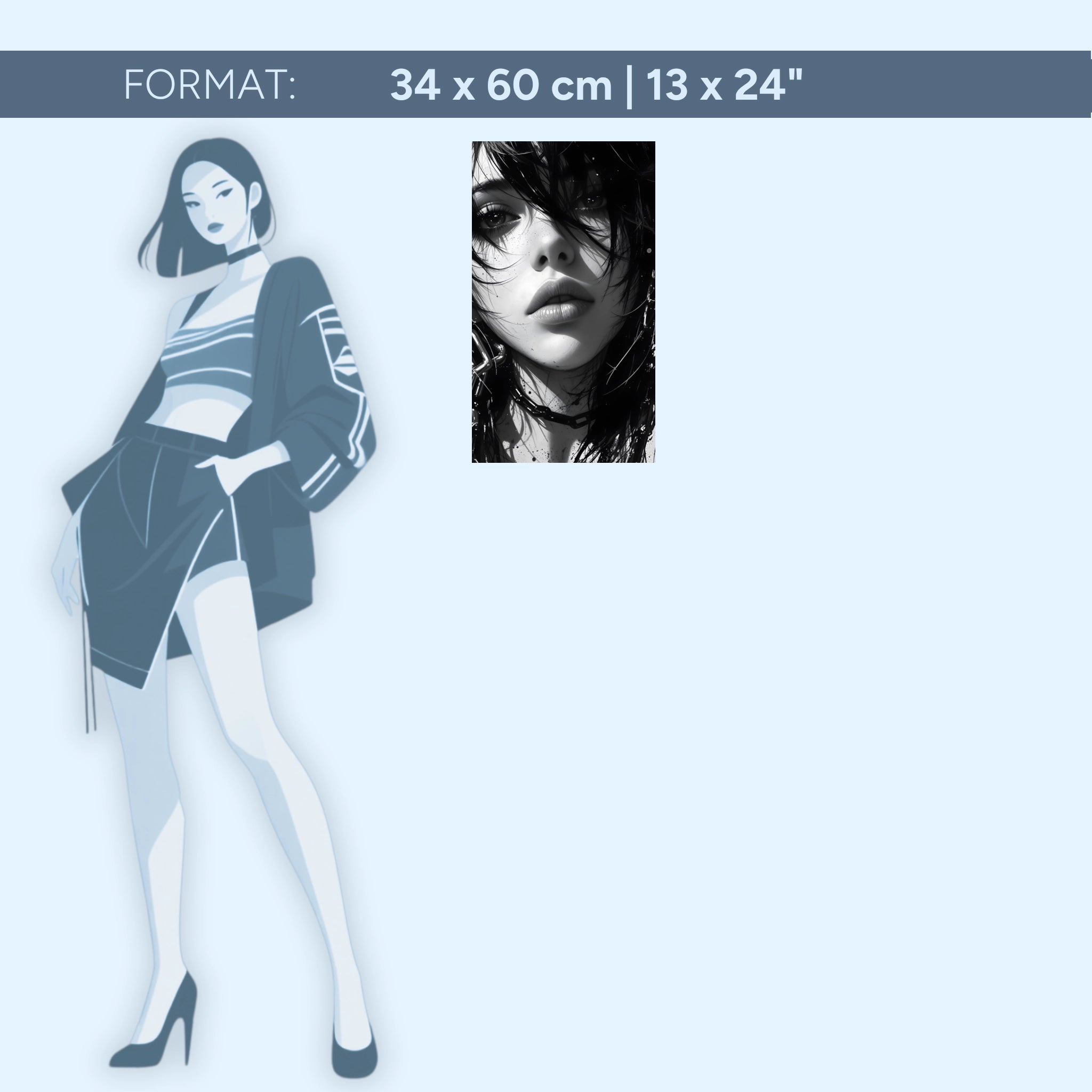 Schwarz Weiß Porträt – Gothic Ästhetik | Acrylglas Wandbild von ZenSaku Studio