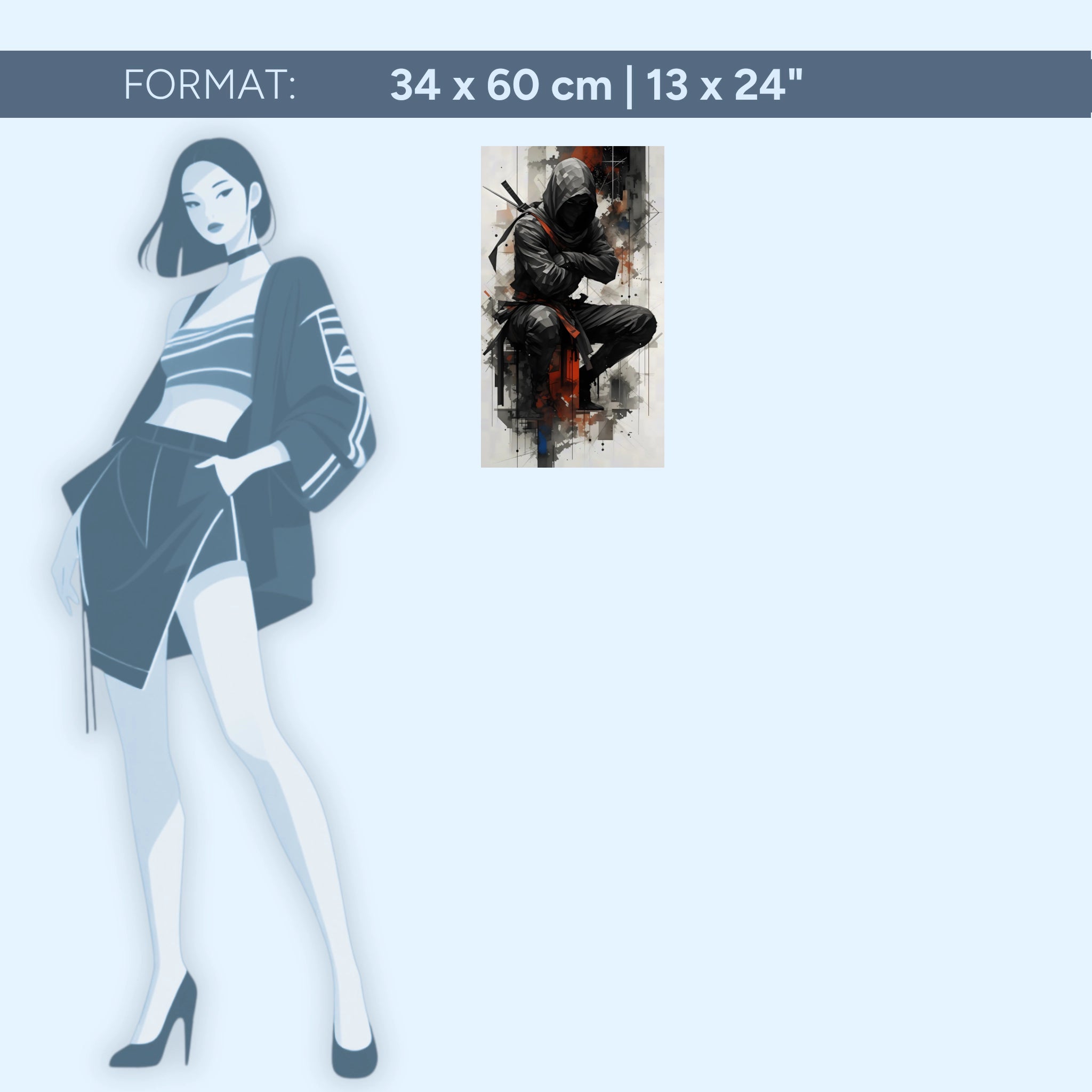 Schattenkrieger – Moderner Ninja | Acrylglas Wandbild von ZenSaku Studio