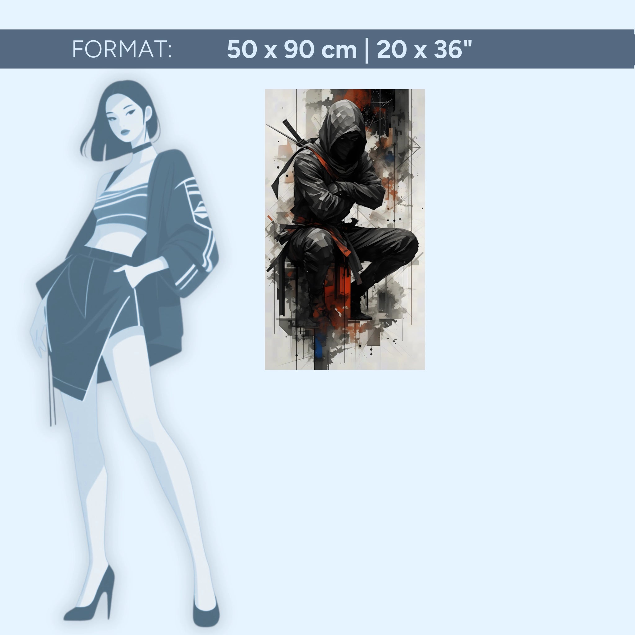 Schattenkrieger – Moderner Ninja | Acrylglas Wandbild von ZenSaku Studio