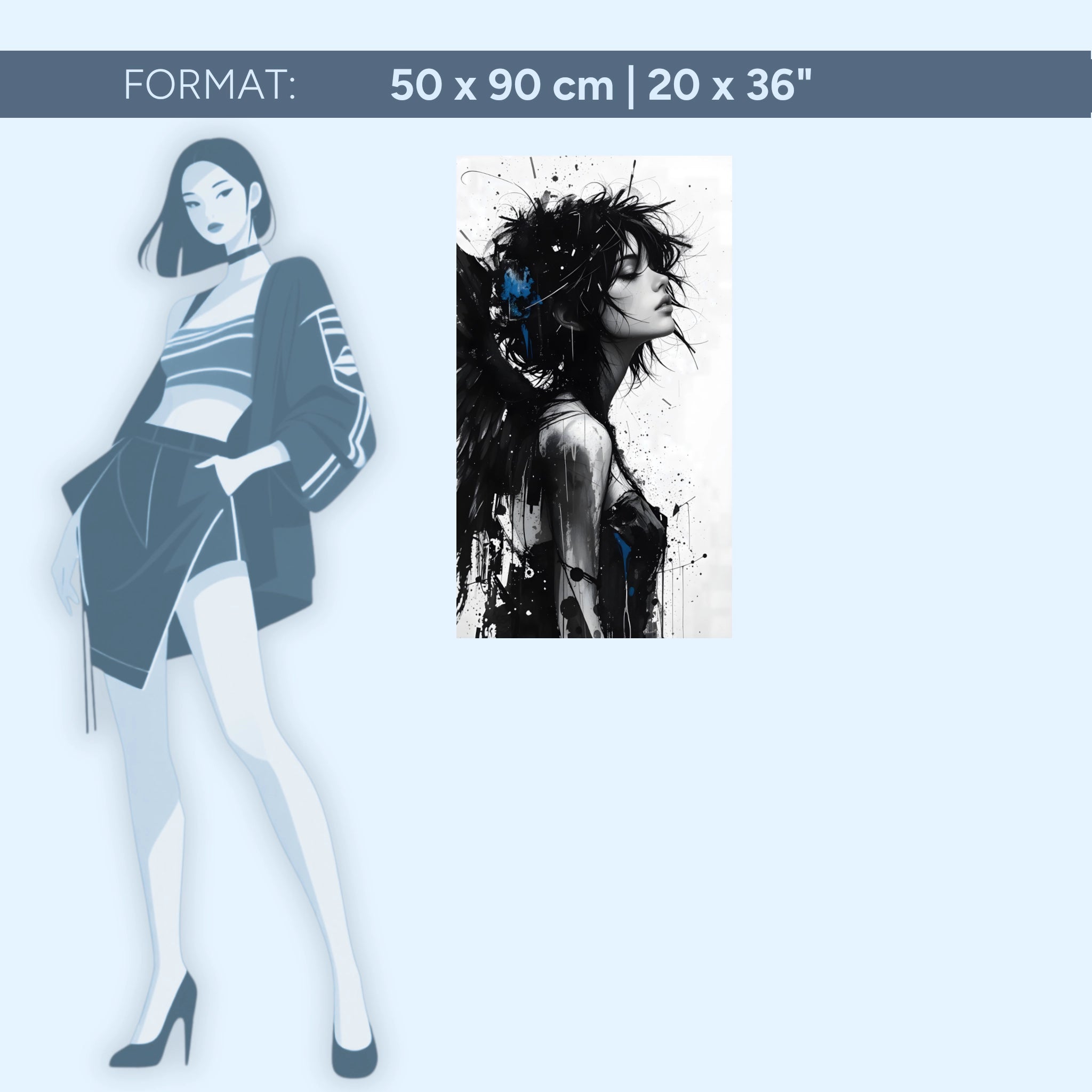 Schwarze Muse – Monochrome Stärke | Acrylglas Wandbild von ZenSaku Studio