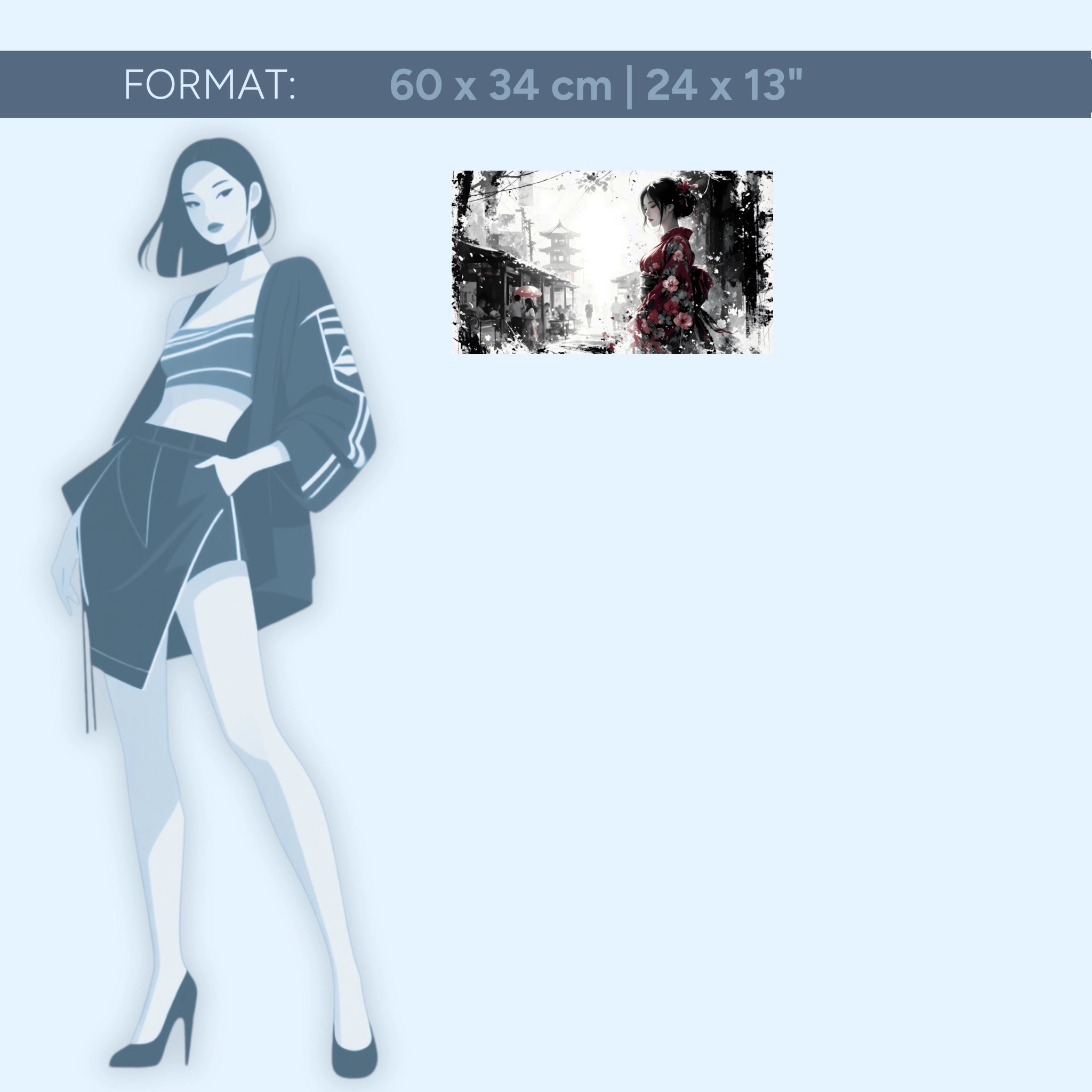 Stille Präsenz – Japanische Frau im roten Kimono | Acrylglas Wandbild von ZenSaku Studio