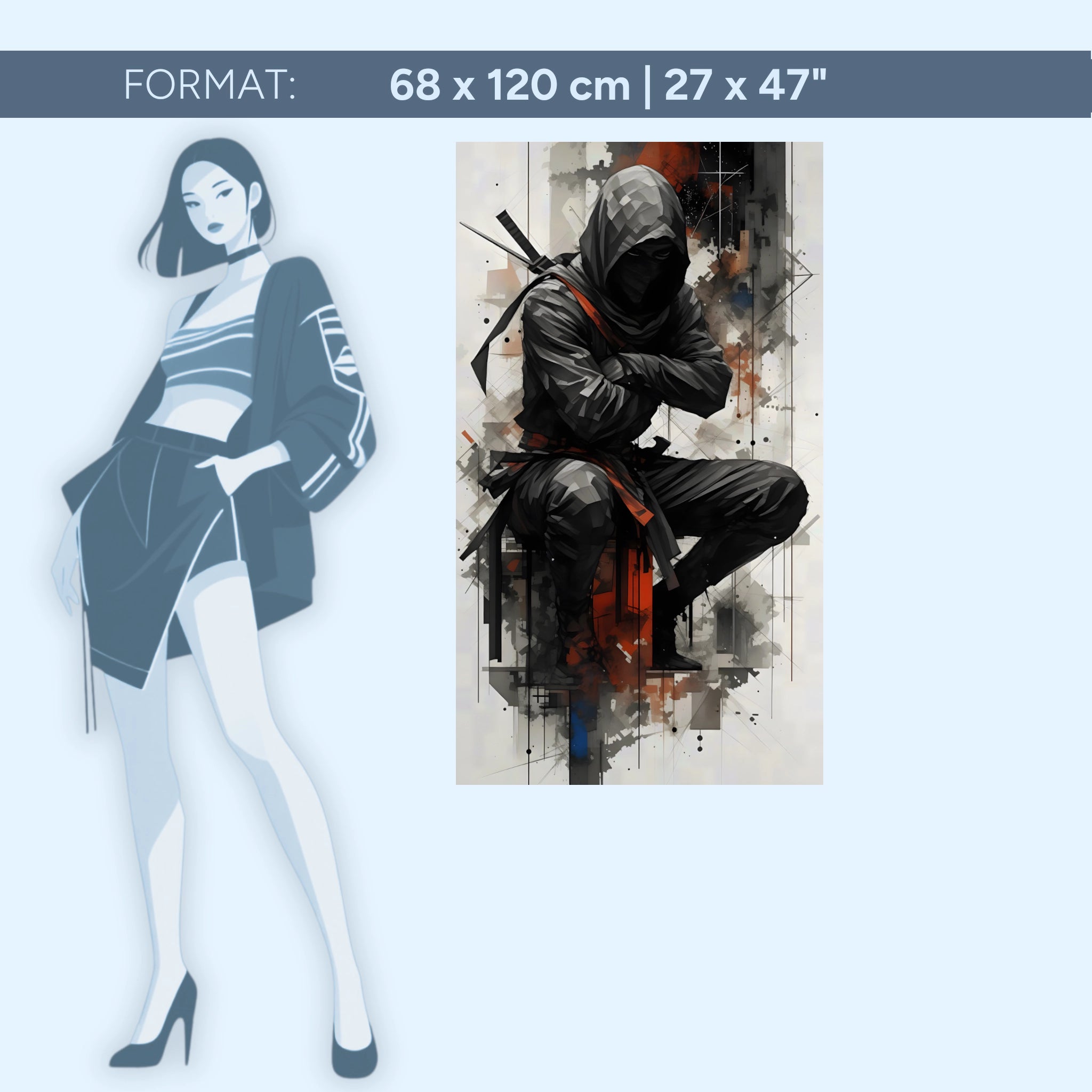 Schattenkrieger – Moderner Ninja | Acrylglas Wandbild von ZenSaku Studio
