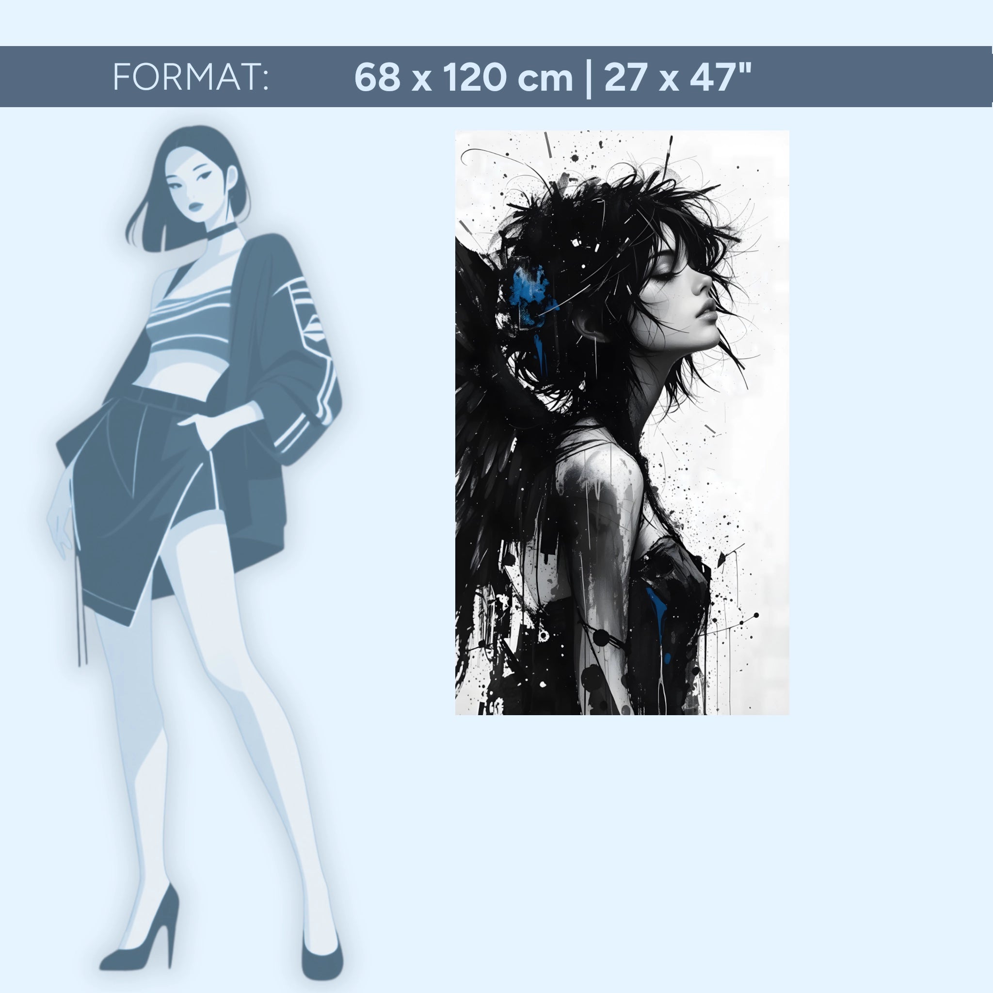 Schwarze Muse – Monochrome Stärke | Acrylglas Wandbild von ZenSaku Studio