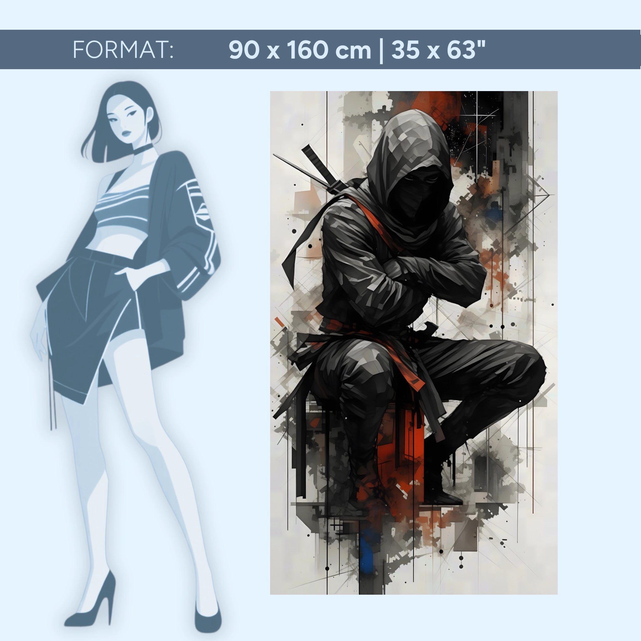 Schattenkrieger – Moderner Ninja | Acrylglas Wandbild von ZenSaku Studio