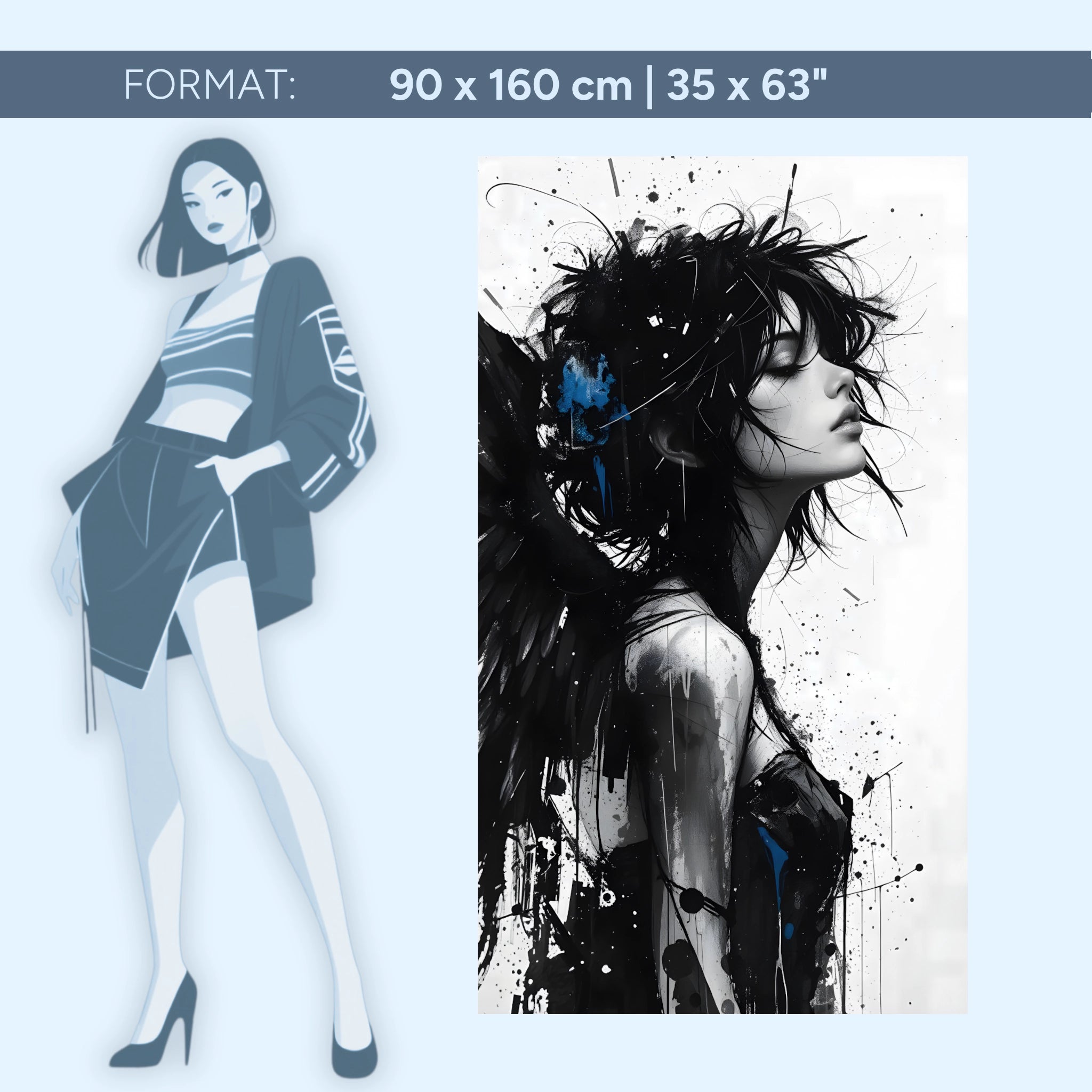 Schwarze Muse – Monochrome Stärke | Acrylglas Wandbild von ZenSaku Studio