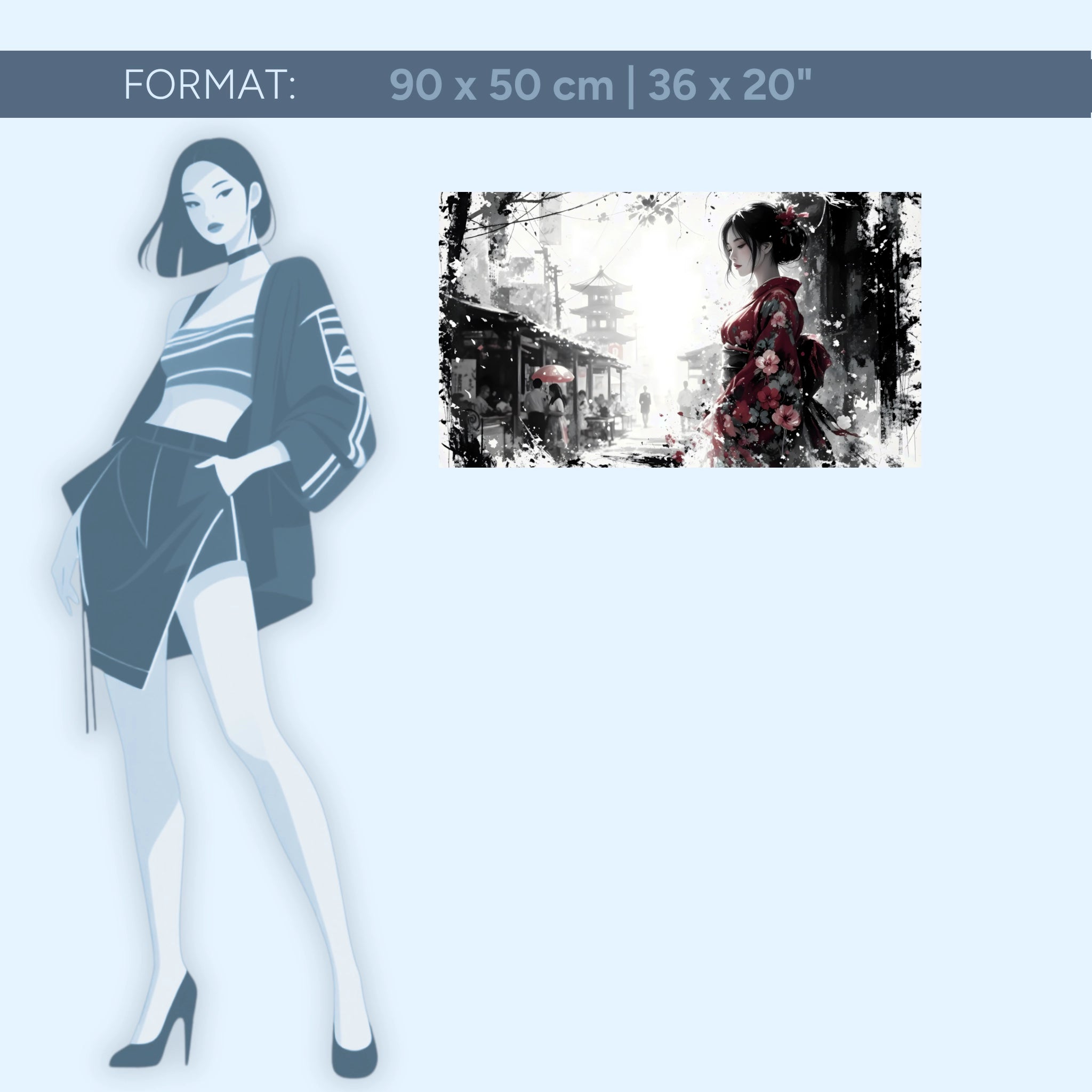 Stille Präsenz – Japanische Frau im roten Kimono | Acrylglas Wandbild von ZenSaku Studio