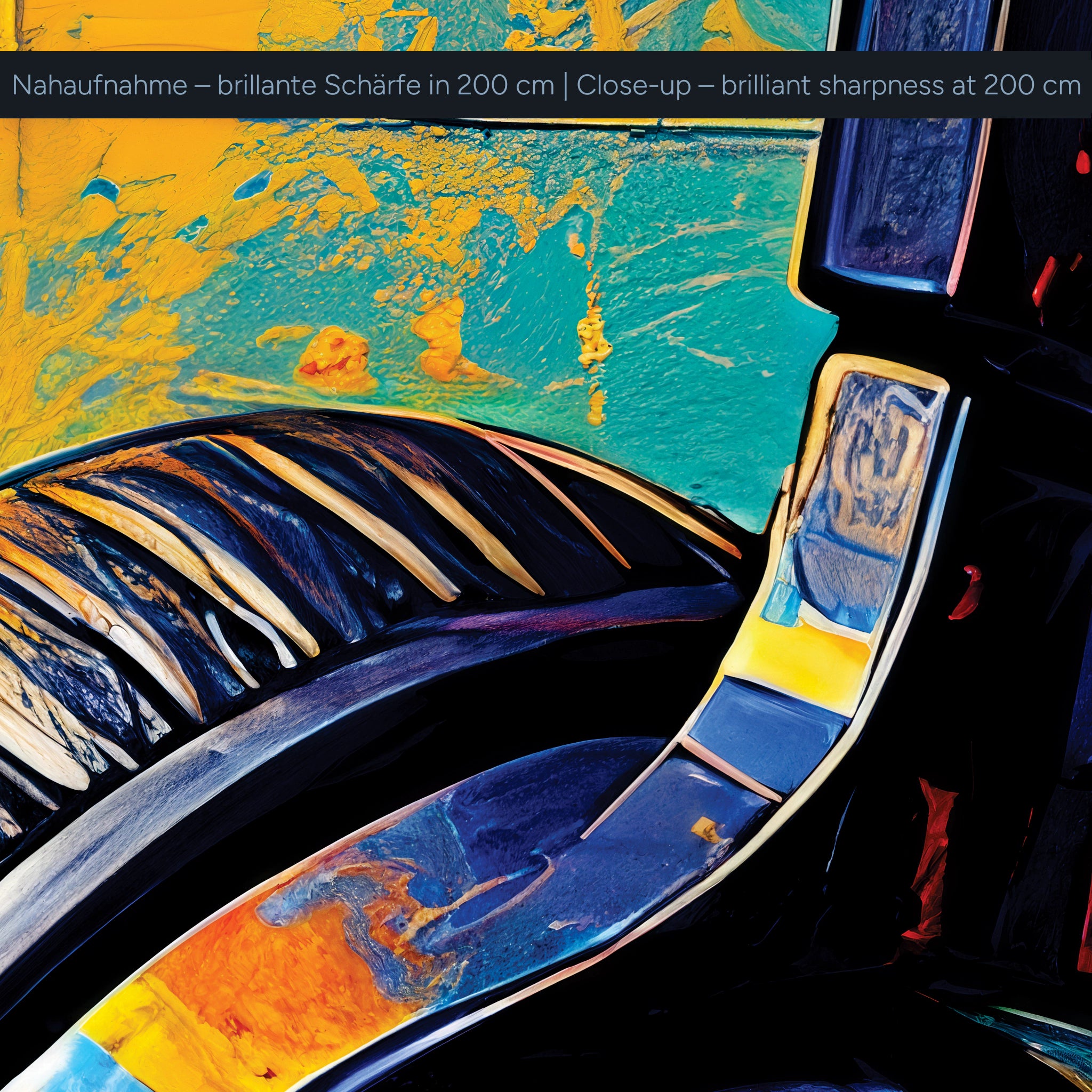 Tableau en verre acrylique Big City Sound – Casques d'écoute Art aux couleurs vives