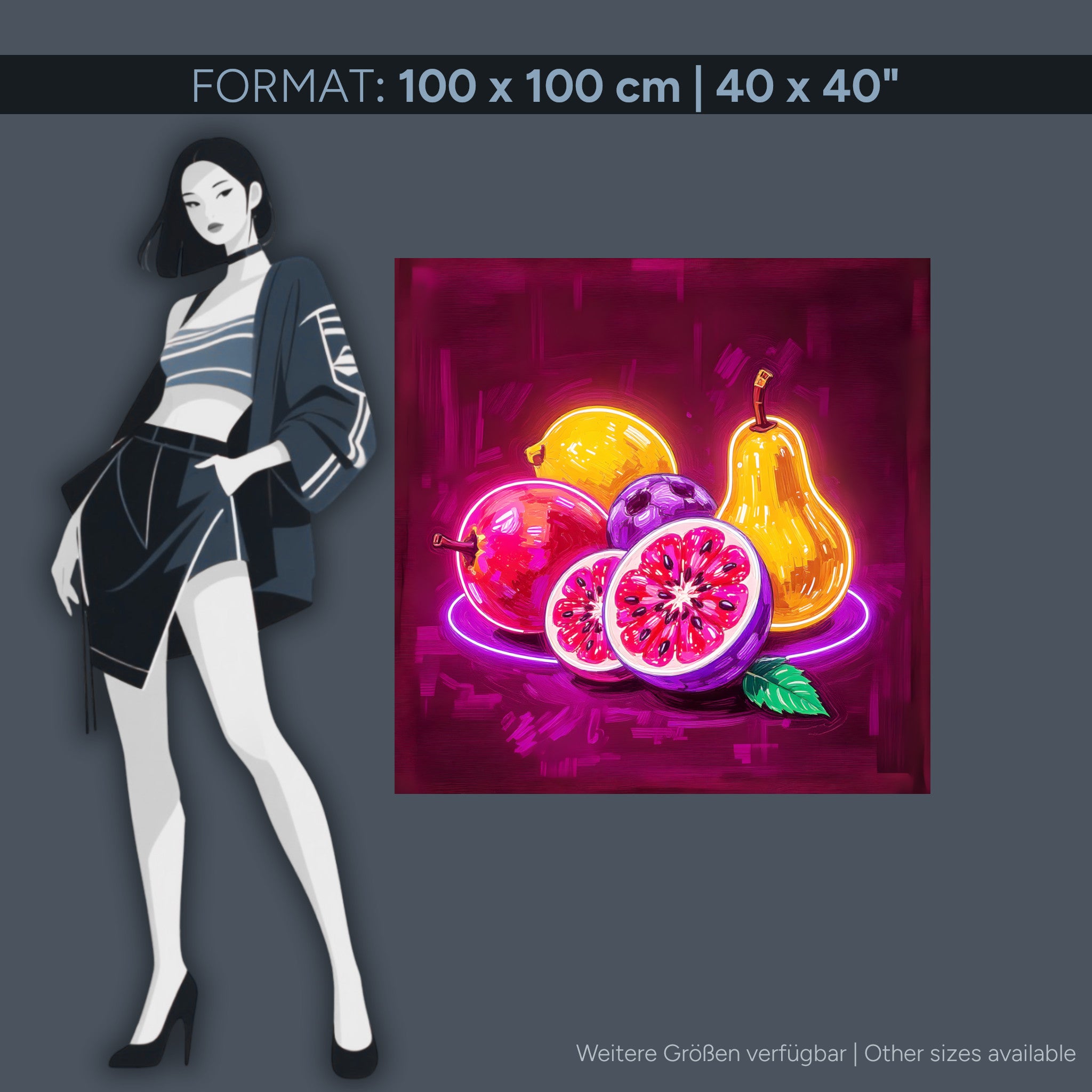 Fruits Néon - Art mural sur verre acrylique de 40 à 140 cm