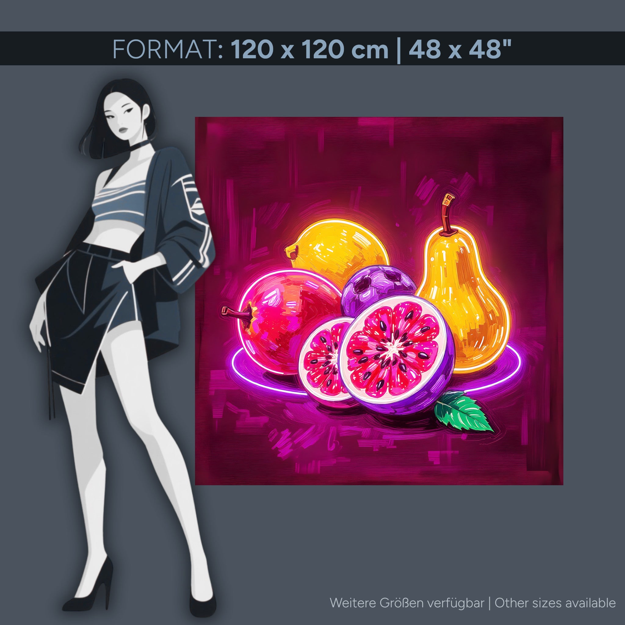 Fruits Néon - Art mural sur verre acrylique de 40 à 140 cm