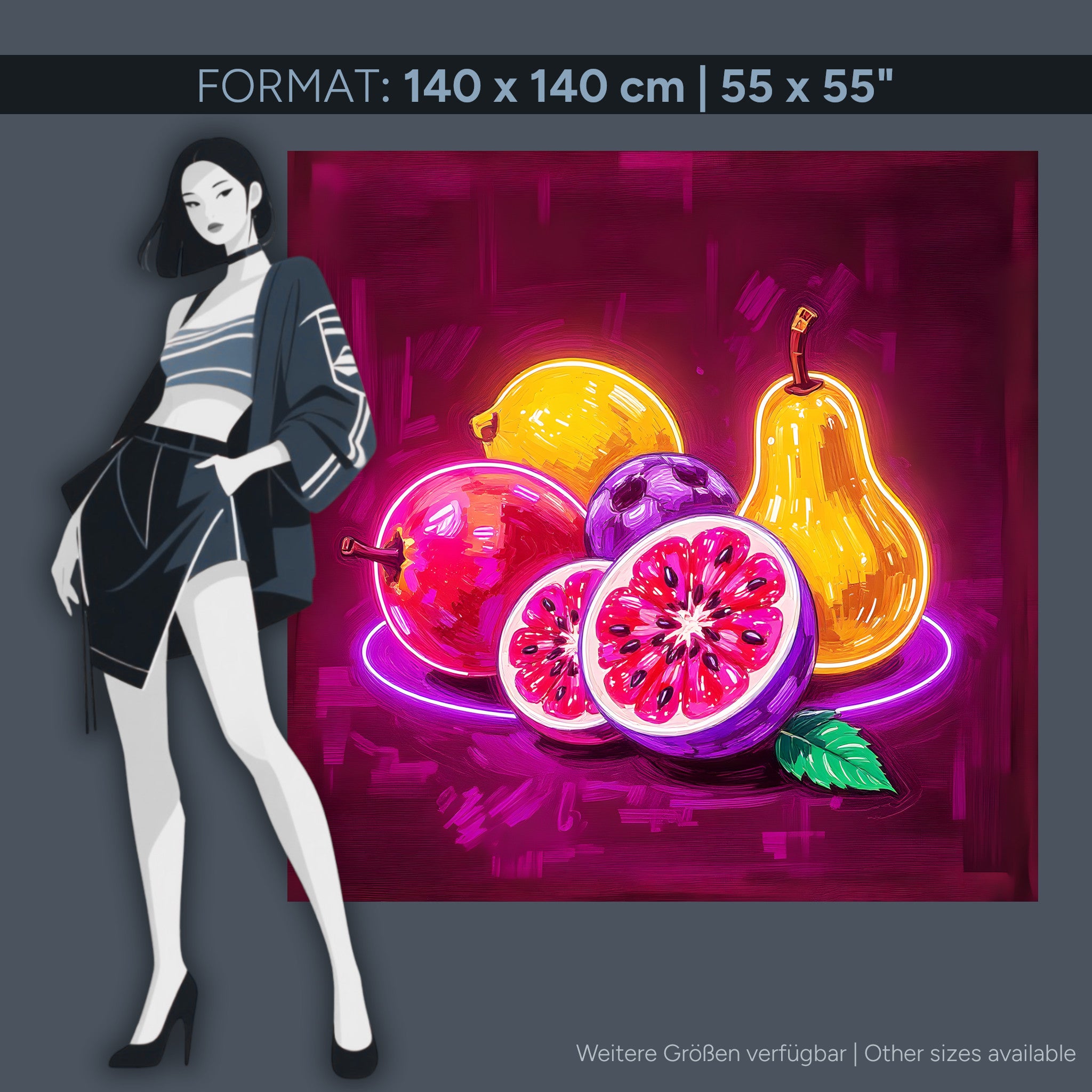 Fruits Néon - Art mural sur verre acrylique de 40 à 140 cm