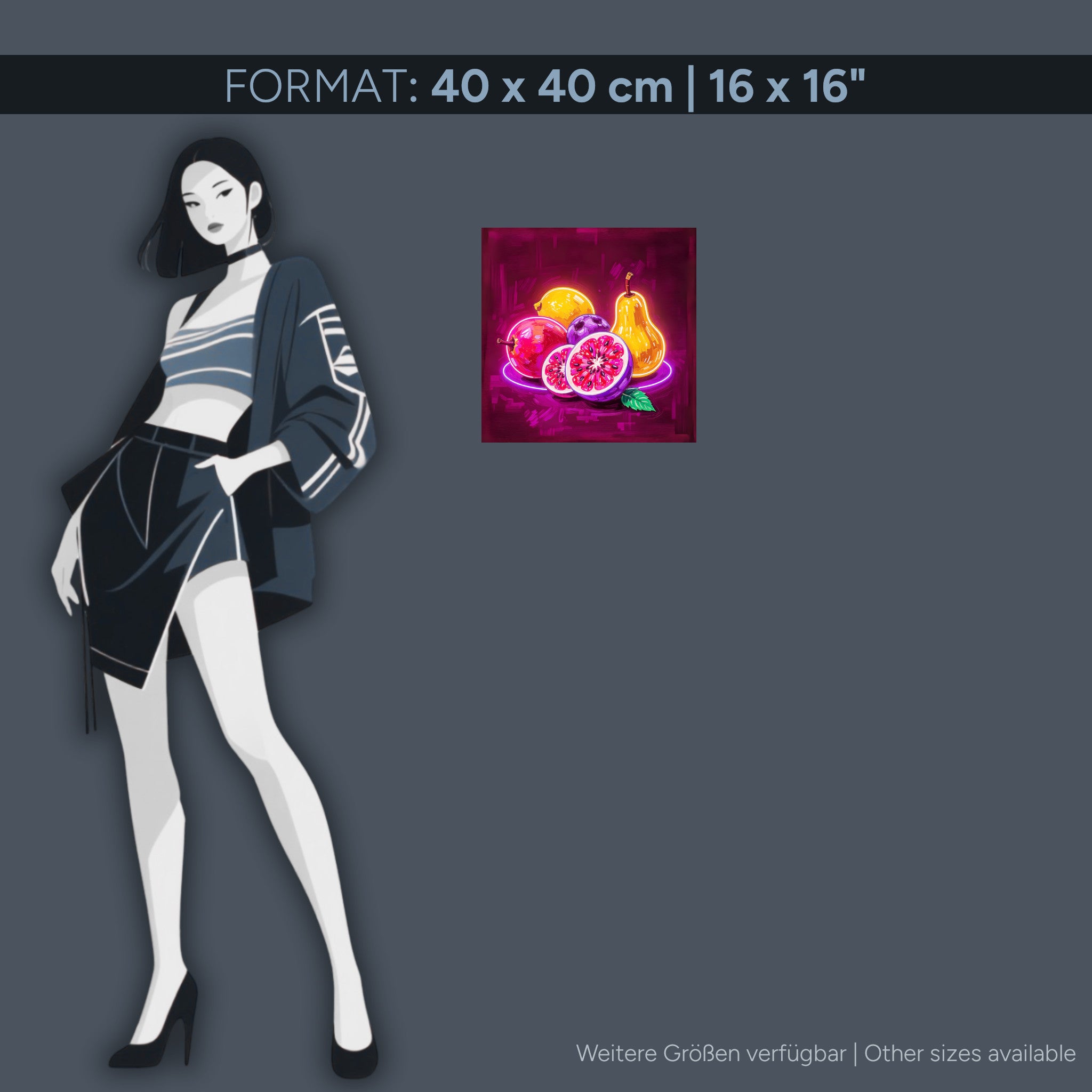 Fruits Néon - Art mural sur verre acrylique de 40 à 140 cm