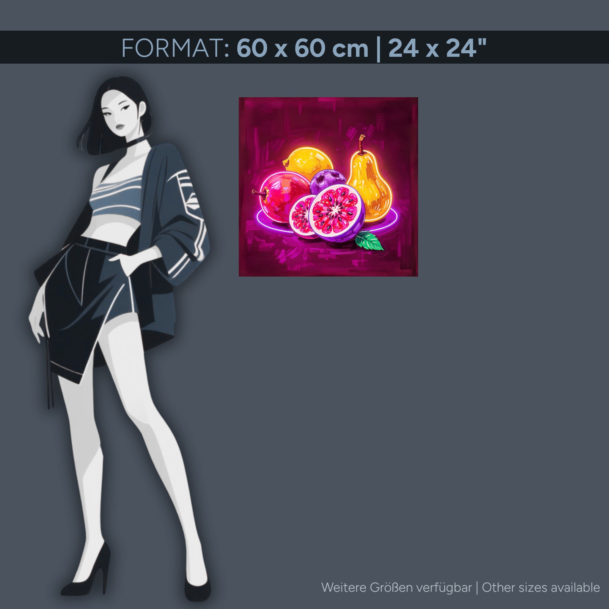 Fruits Néon - Art mural sur verre acrylique de 40 à 140 cm