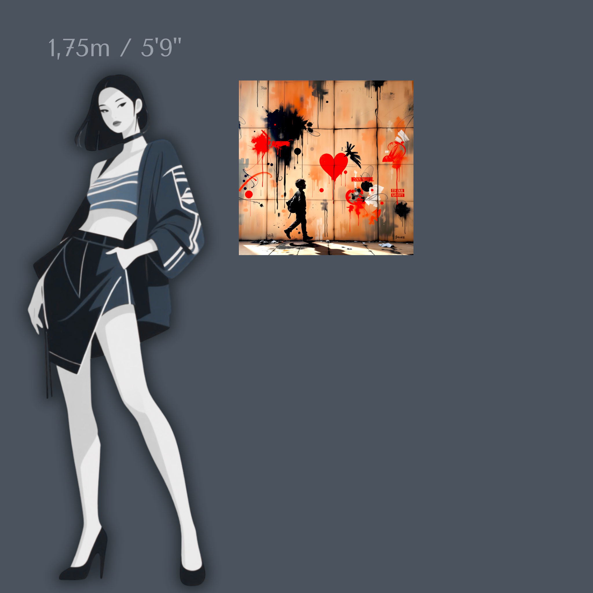 Cœurs Rebelles - Art mural sur verre acrylique de 40 à 140 cm