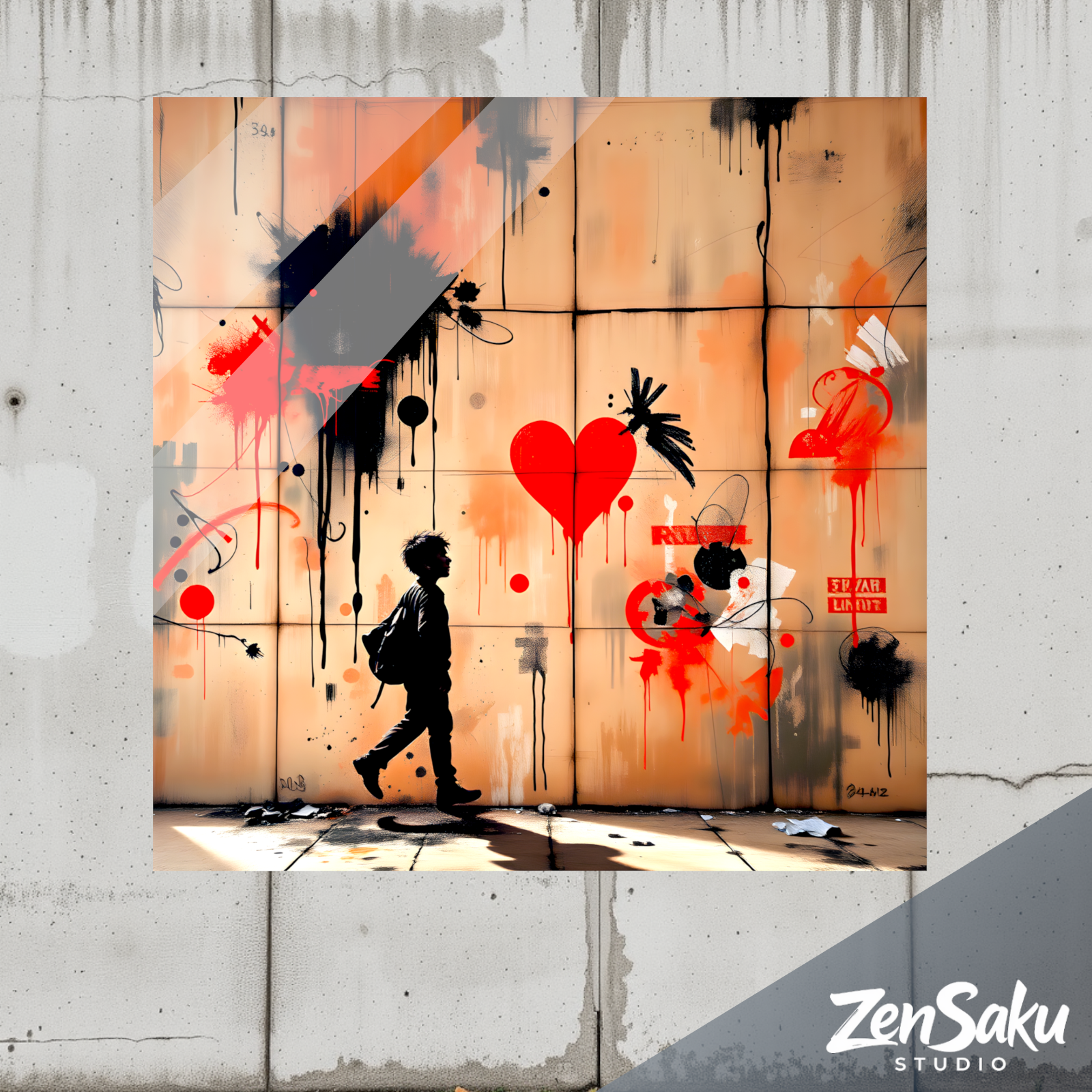 Cœurs Rebelles - Art mural sur verre acrylique de 40 à 140 cm