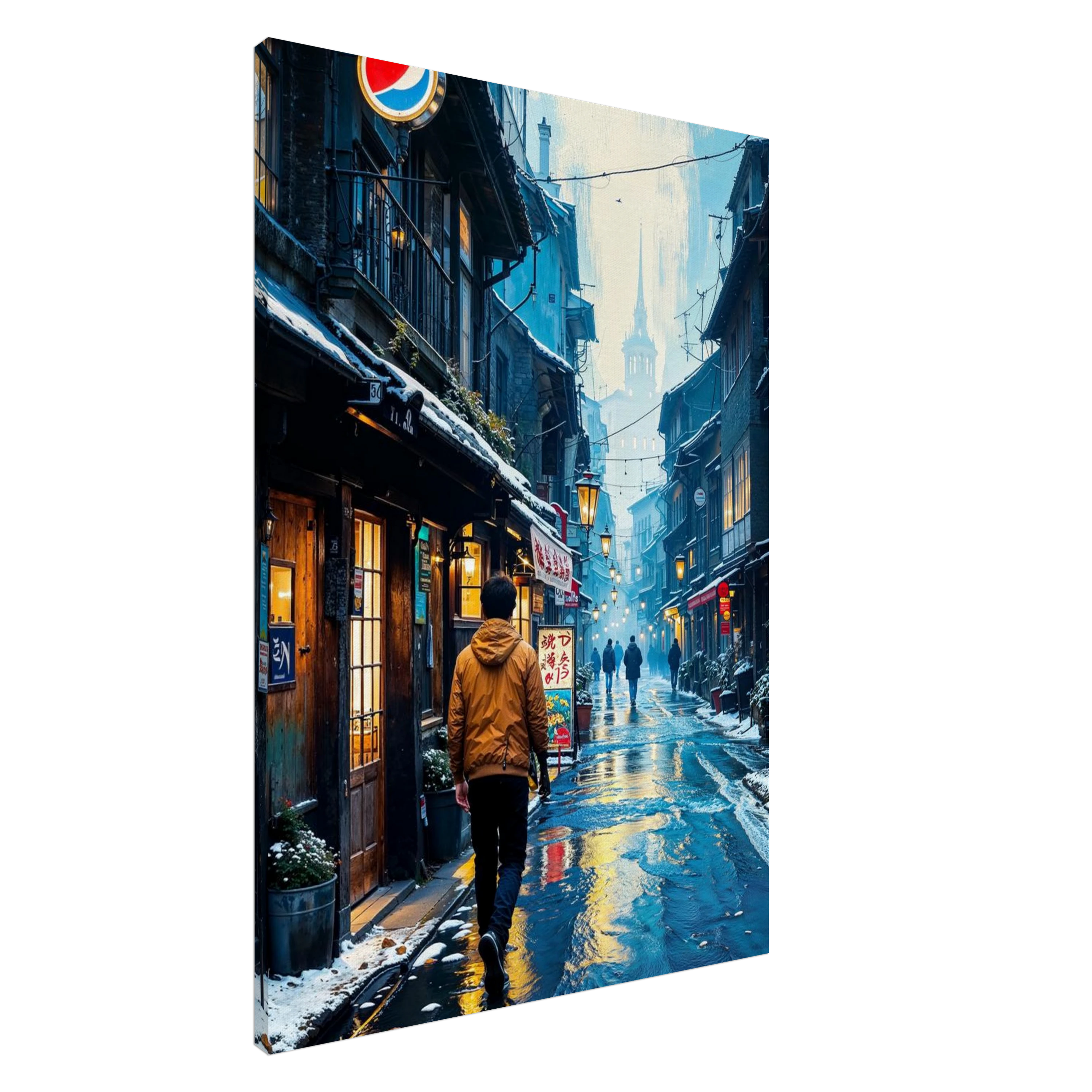 Neon Silence, An Evening in Kyoto - Art mural en divers matériaux de 40 à 100 cm