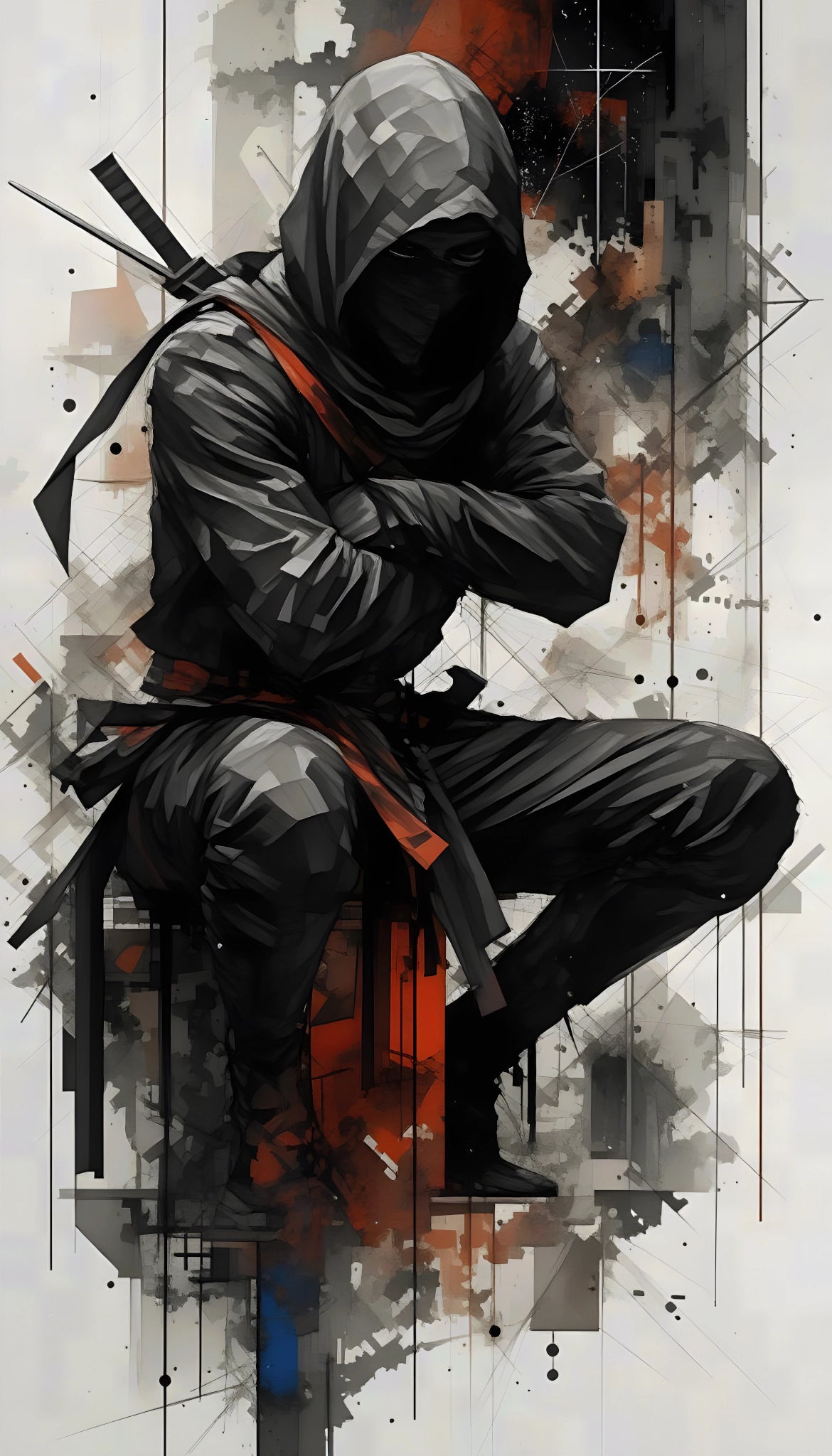 Schattenkrieger – Moderner Ninja | Acrylglas Wandbild von ZenSaku Studio