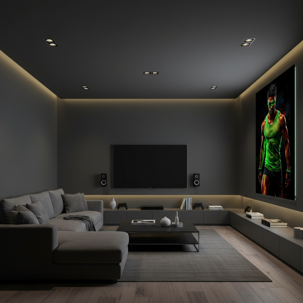 Neon Warrior – Acrylglasbild im futuristischen Fitness-Design | Kraft & Energie für dein Zuhause oder Gym