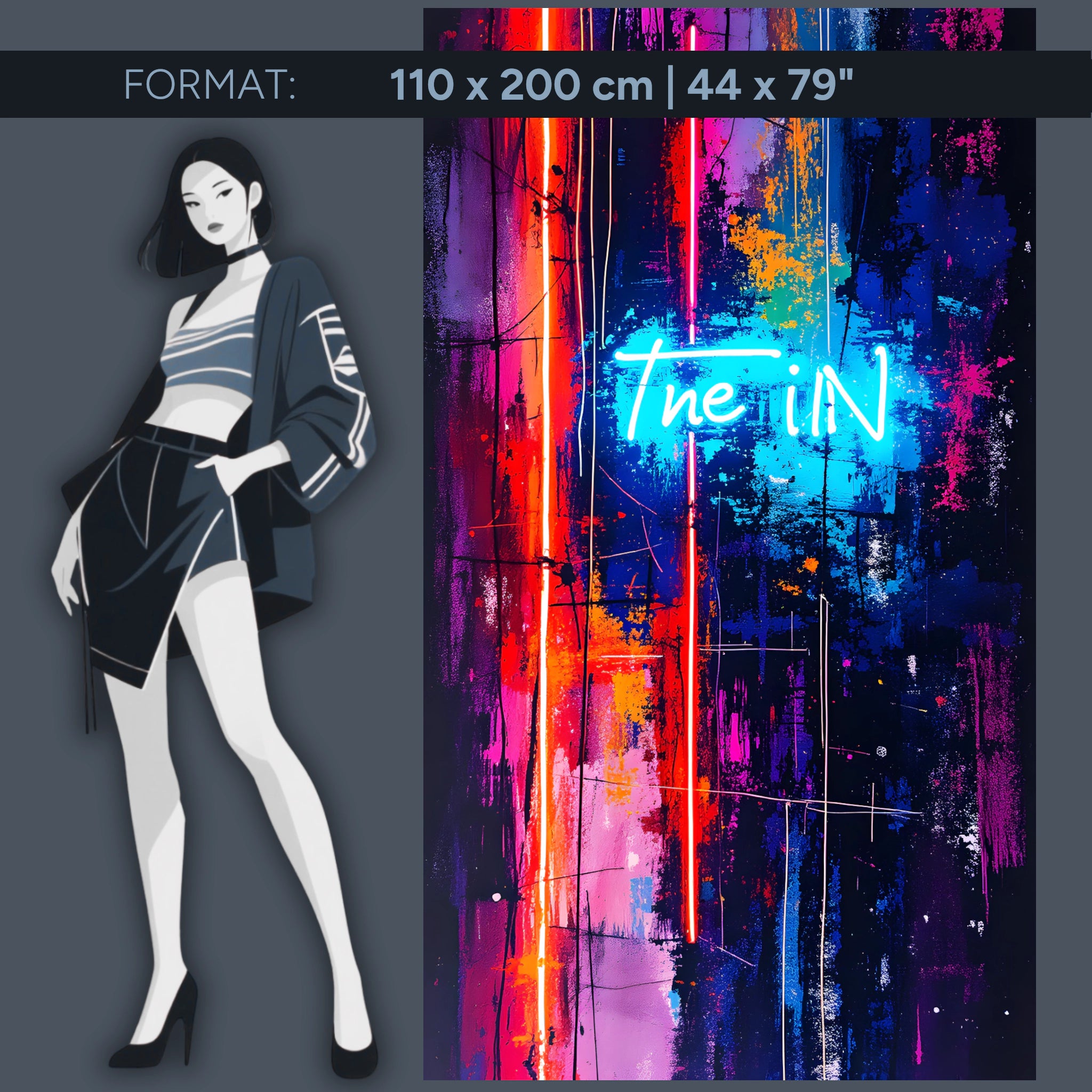 Explosion de néon – Art mural abstrait en verre acrylique avec lumière et couleur