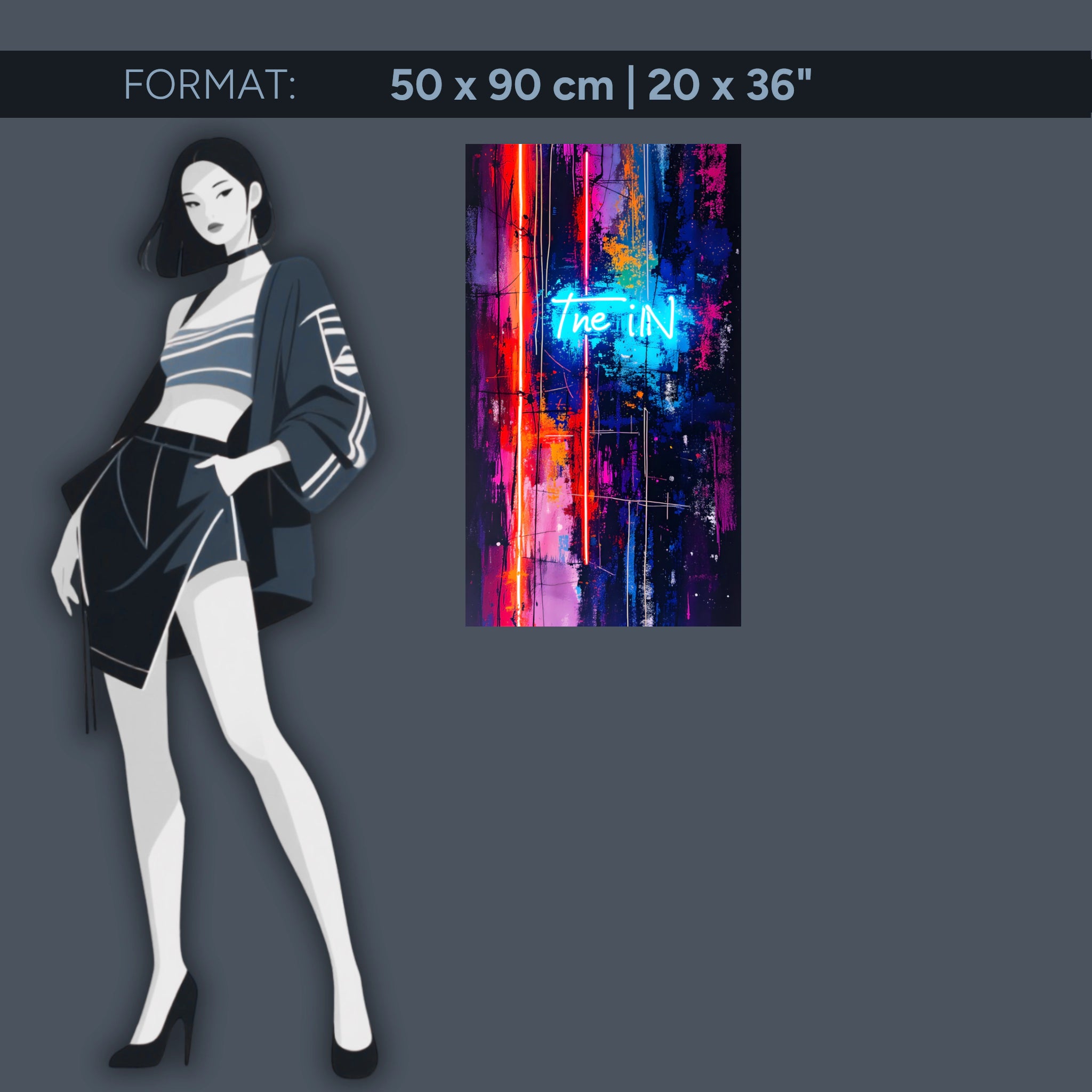 Explosion de néon – Art mural abstrait en verre acrylique avec lumière et couleur