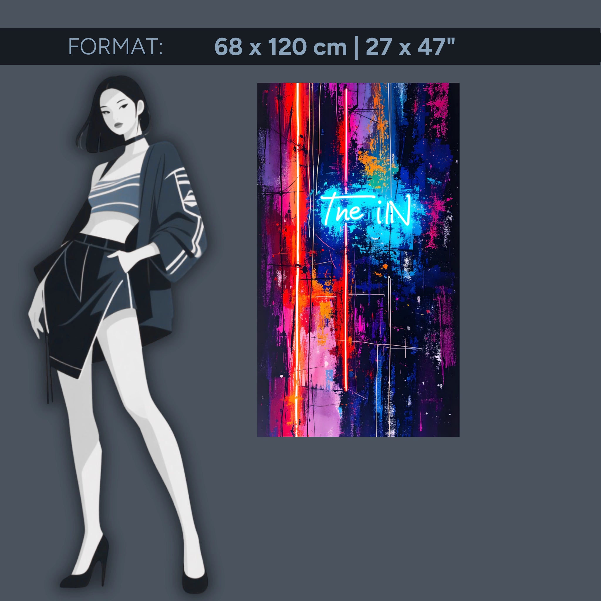 Explosion de néon – Art mural abstrait en verre acrylique avec lumière et couleur