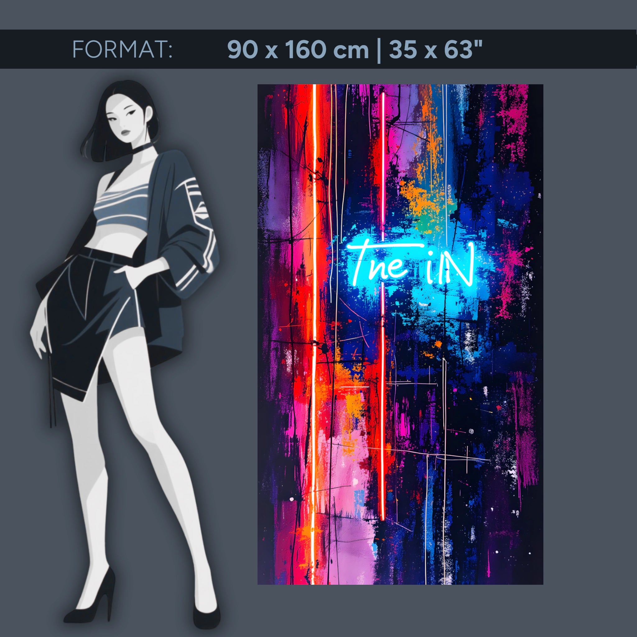 Explosion de néon – Art mural abstrait en verre acrylique avec lumière et couleur