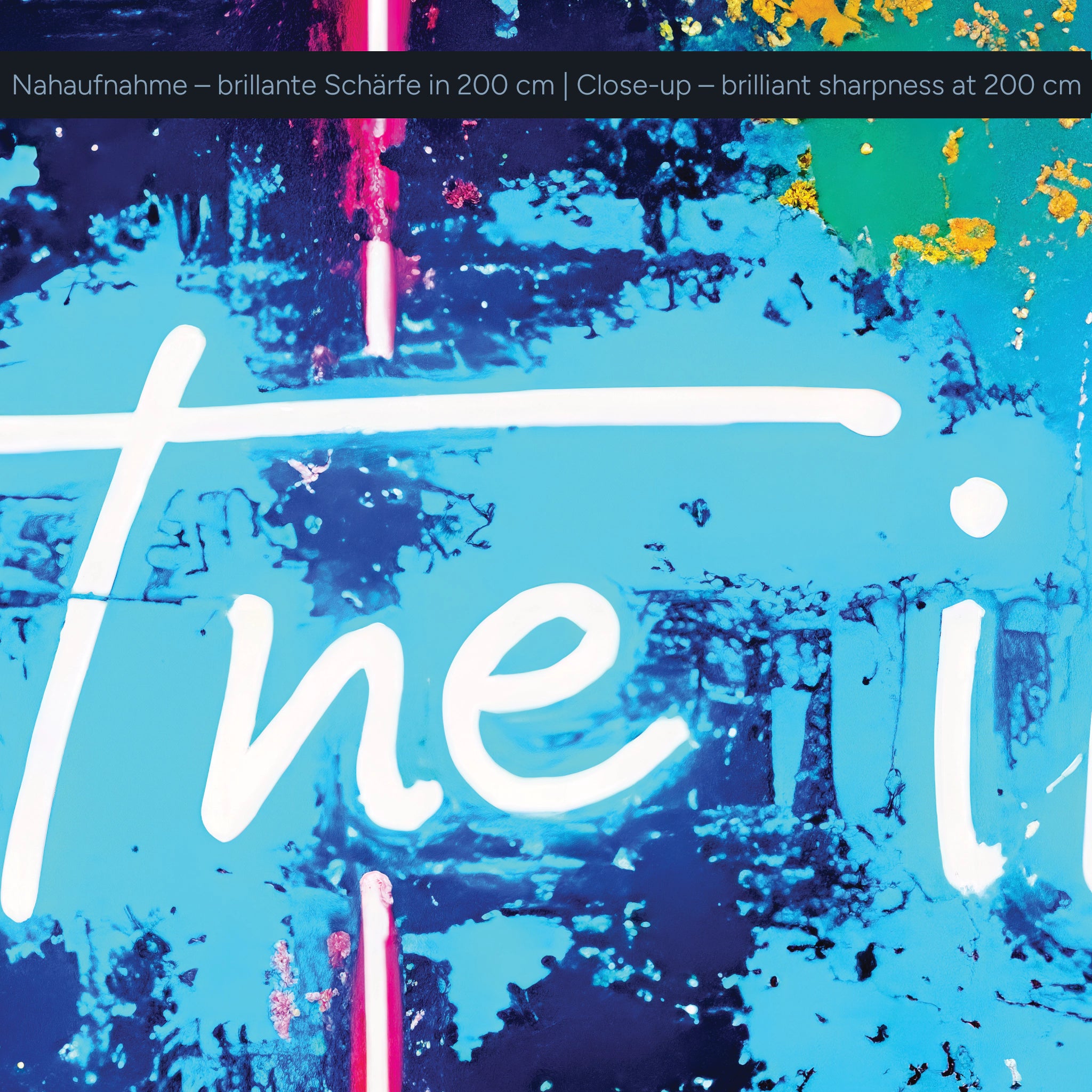 Explosion de néon – Art mural abstrait en verre acrylique avec lumière et couleur