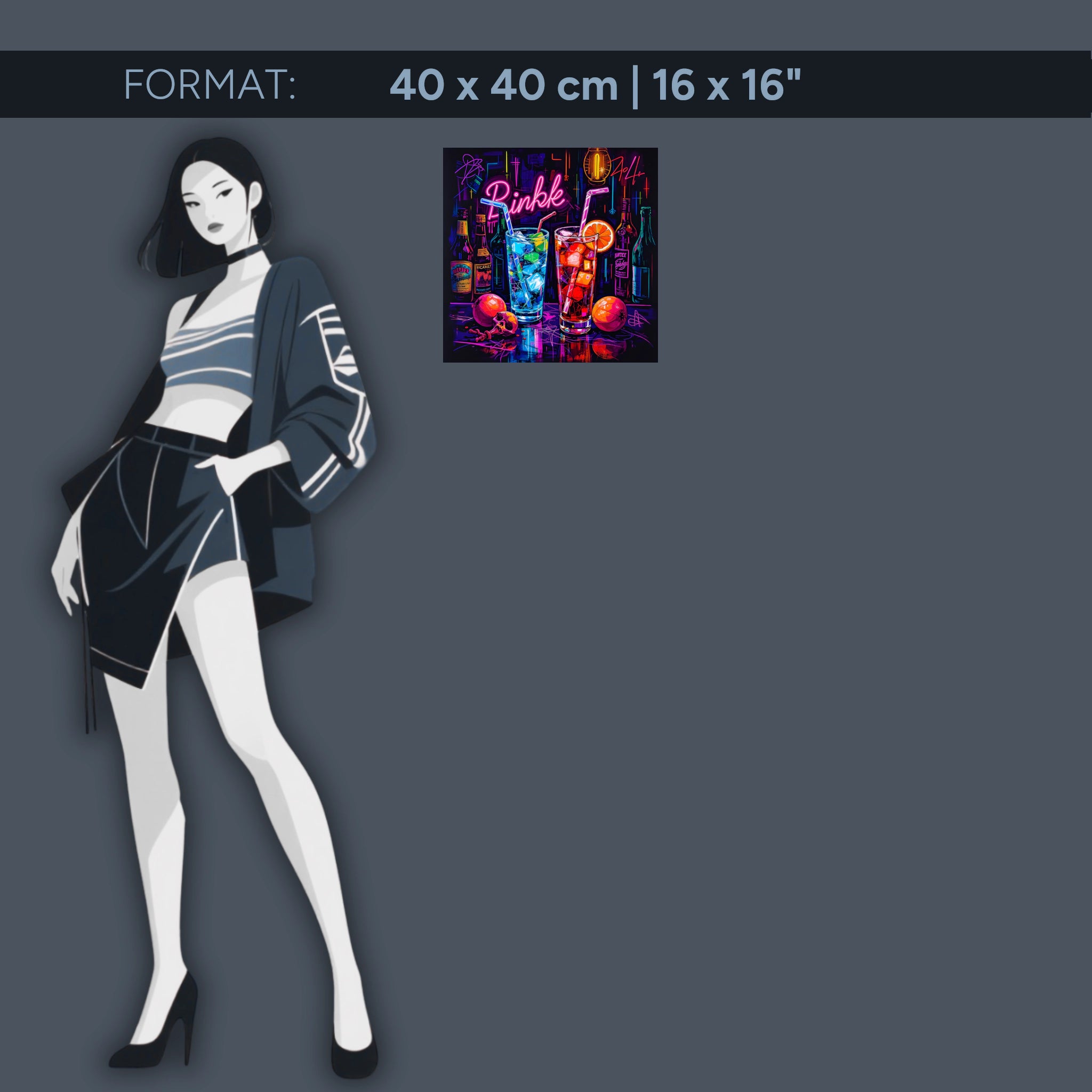 Art du cocktail néon – Décoration murale en verre acrylique pour bar et salon