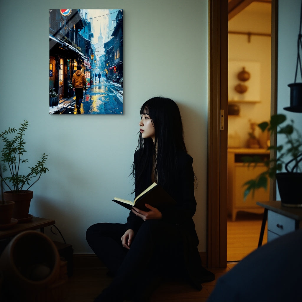 Neon Silence, Ein Abend in Kyoto - Wandkunst in verschiedenen Materialien von 40 bis 100 cm