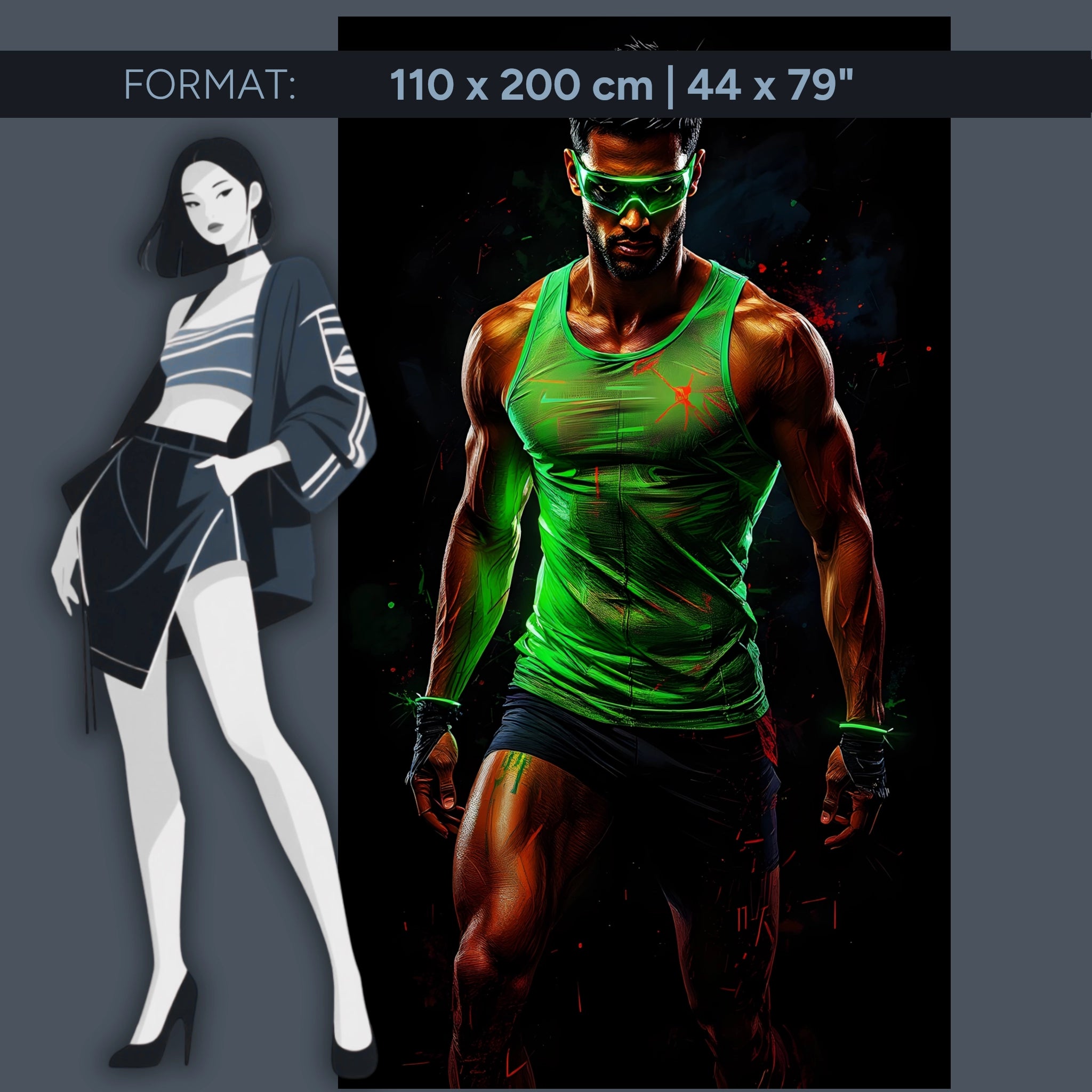 Neon Warrior – Acrylglasbild im futuristischen Fitness-Design | Kraft & Energie für dein Zuhause oder Gym