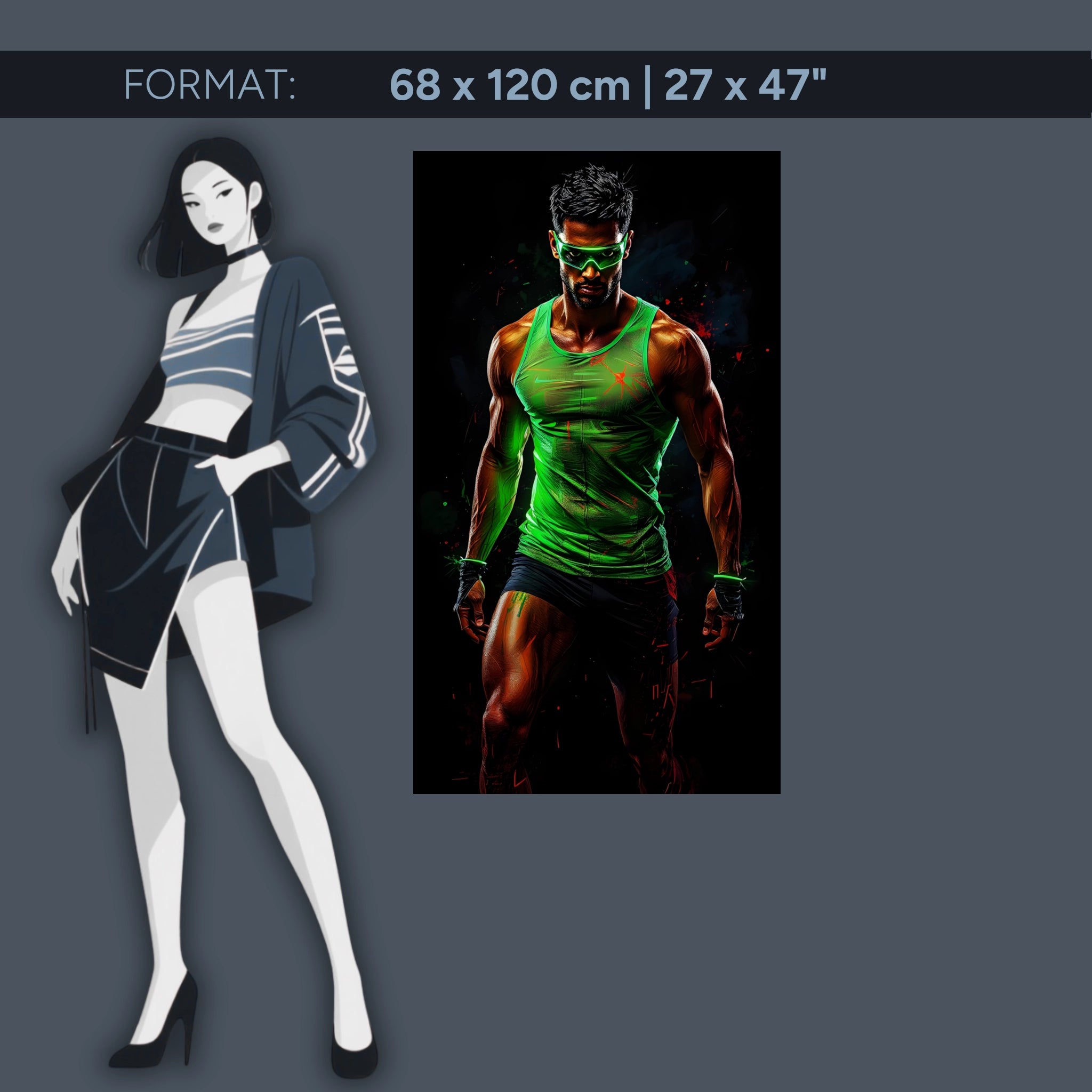 Neon Warrior – Acrylglasbild im futuristischen Fitness-Design | Kraft & Energie für dein Zuhause oder Gym