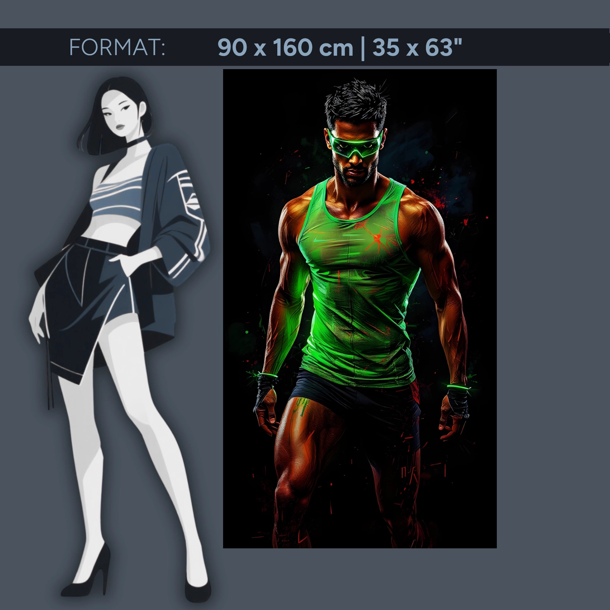 Neon Warrior – Acrylglasbild im futuristischen Fitness-Design | Kraft & Energie für dein Zuhause oder Gym